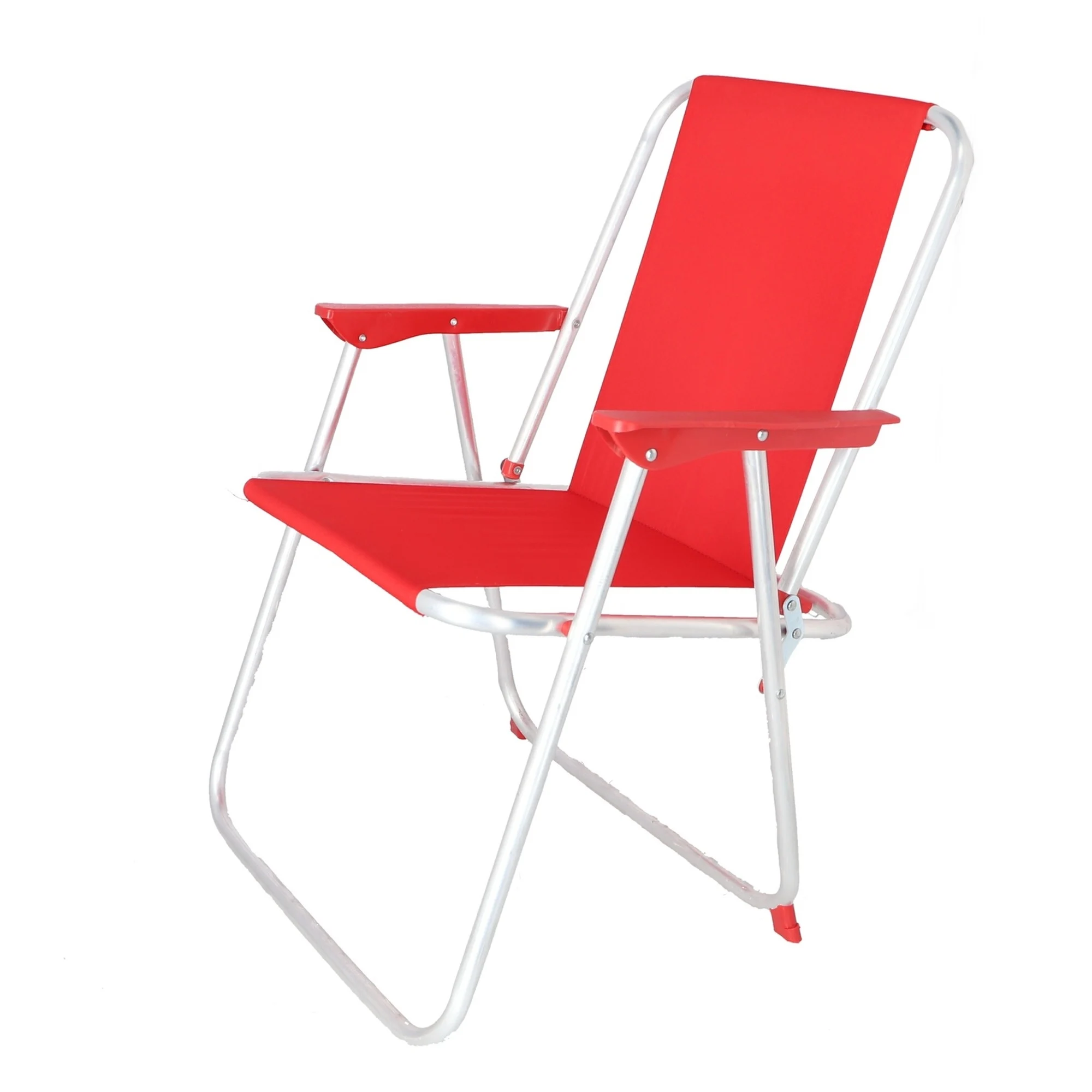 Silla Plegable de Playa Metálica Roja - WELLHOME, 44x44x74 cm
