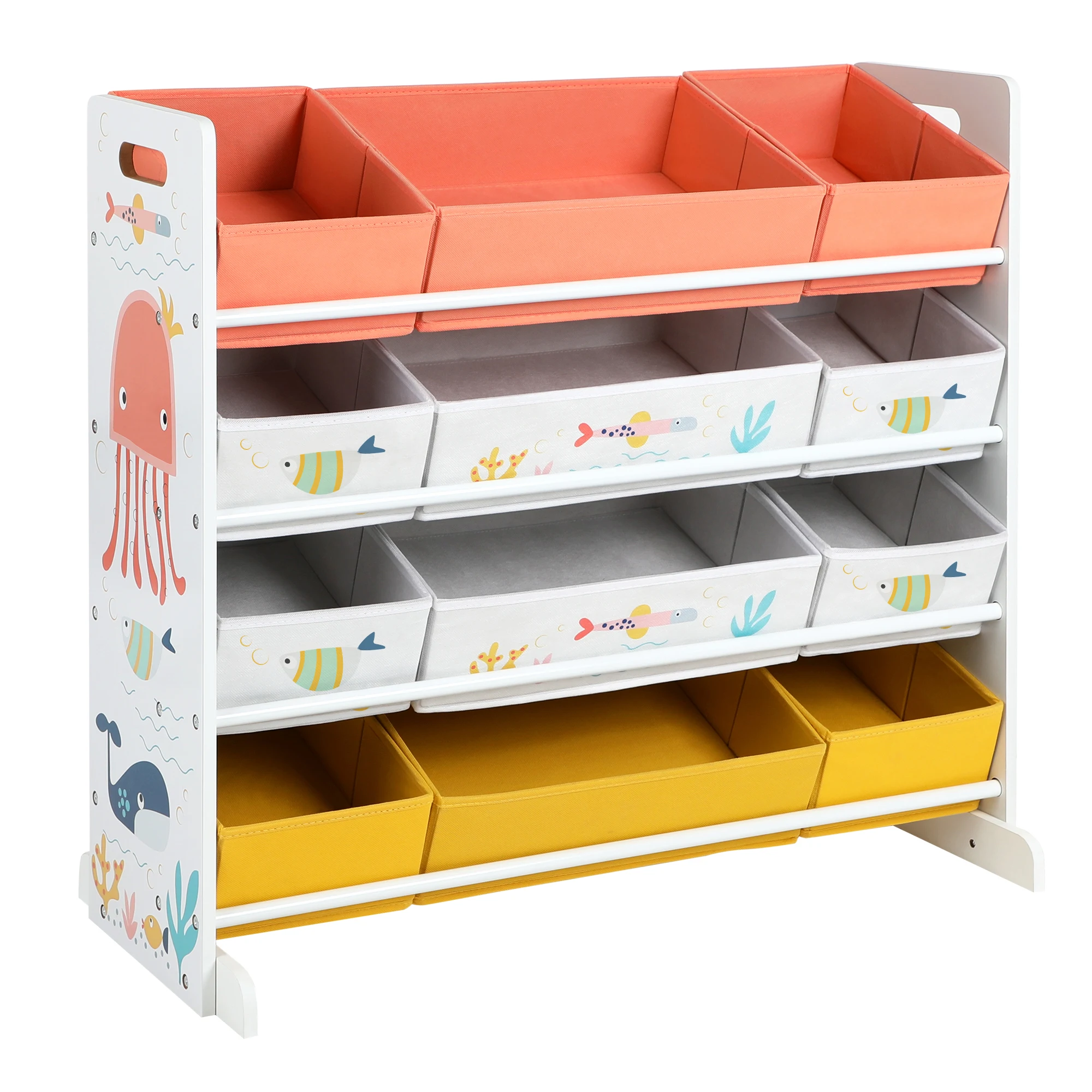 Songmics Blanco Estantería De Juguetes, Organizador Infantil Con 12 Cajas De Tela No Tejida, Para Libros, Estantería Para Niños, Para Sala De Juegos, Multiusos,