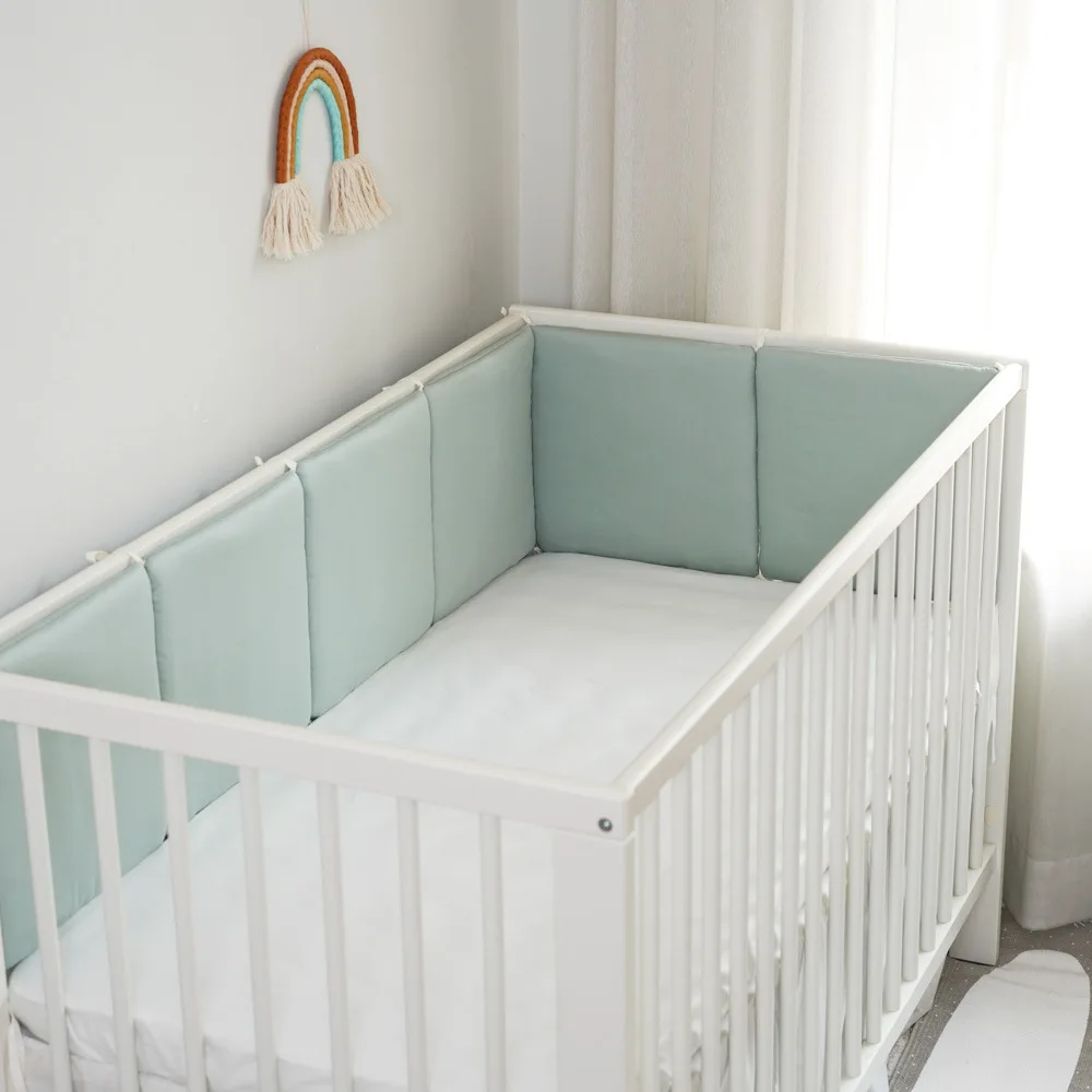 LALA - Juego de ropa de Cama para Cuna de Bebe, Valla anticolisión para Bebe, Dark Green Gongsatin, 30x30x6, lavado de piezas enteras.