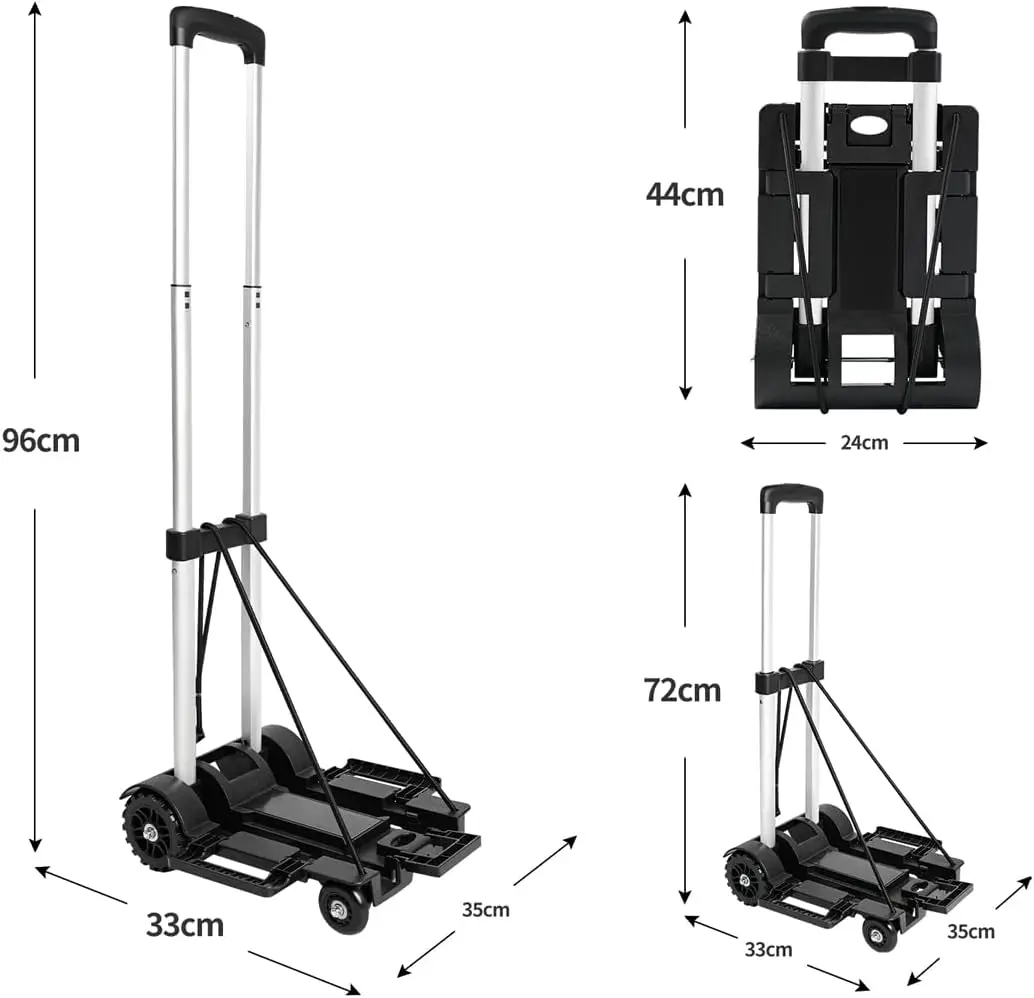 T-lovendo portable foldable Trolley light trolley luggage office home with elastic hook rope aluminum compact trolley