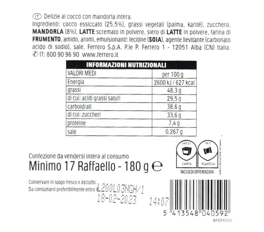 Raffaello t15 (6 cases of 15 chocolates)