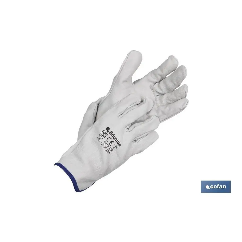 COFAN - Guantes de piel flor vacuno | Tacto excelente | Perfecta adaptación | Protegen y aseguran las manos