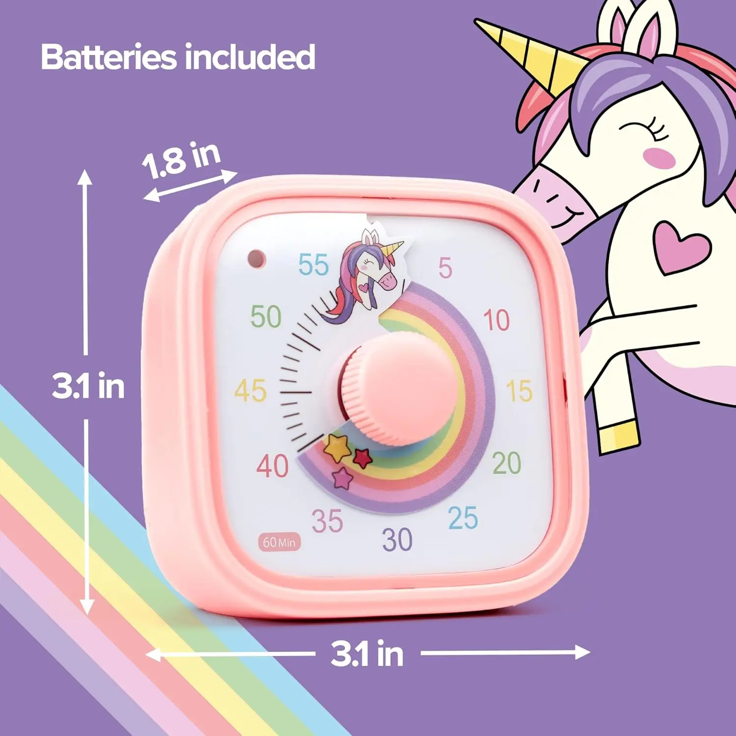 Visual timer for kids – time management tool – 60 minute countdown – encourages concentration and productivity – for school, play, learning and toothbrushing – colorful and fun design (pink) #4