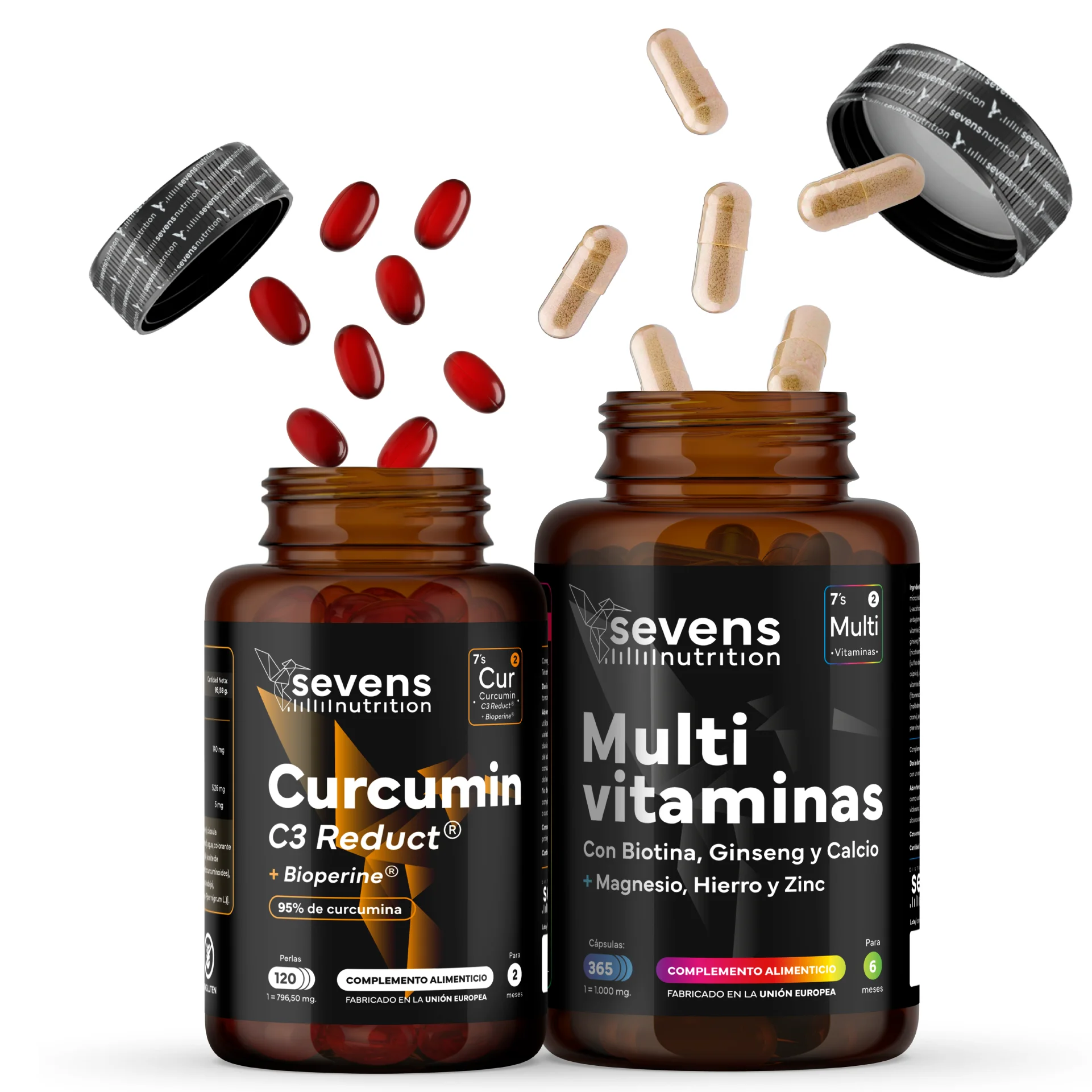 Pack Cúrcuma Curcumin C3 Reduct® 120 Cápsulas Blandas + Multivitaminas 365 Cápsulas – Sevens Nutrition
