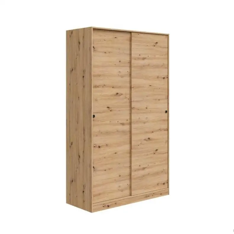 MOBELCENTER - Armario Matrimonio o Juvenil 2 Puertas Correderas con 4 estantes y Barra de Colgar - Color Roble Nodi - 120 cm x 50 cm x 200 cm (1385)