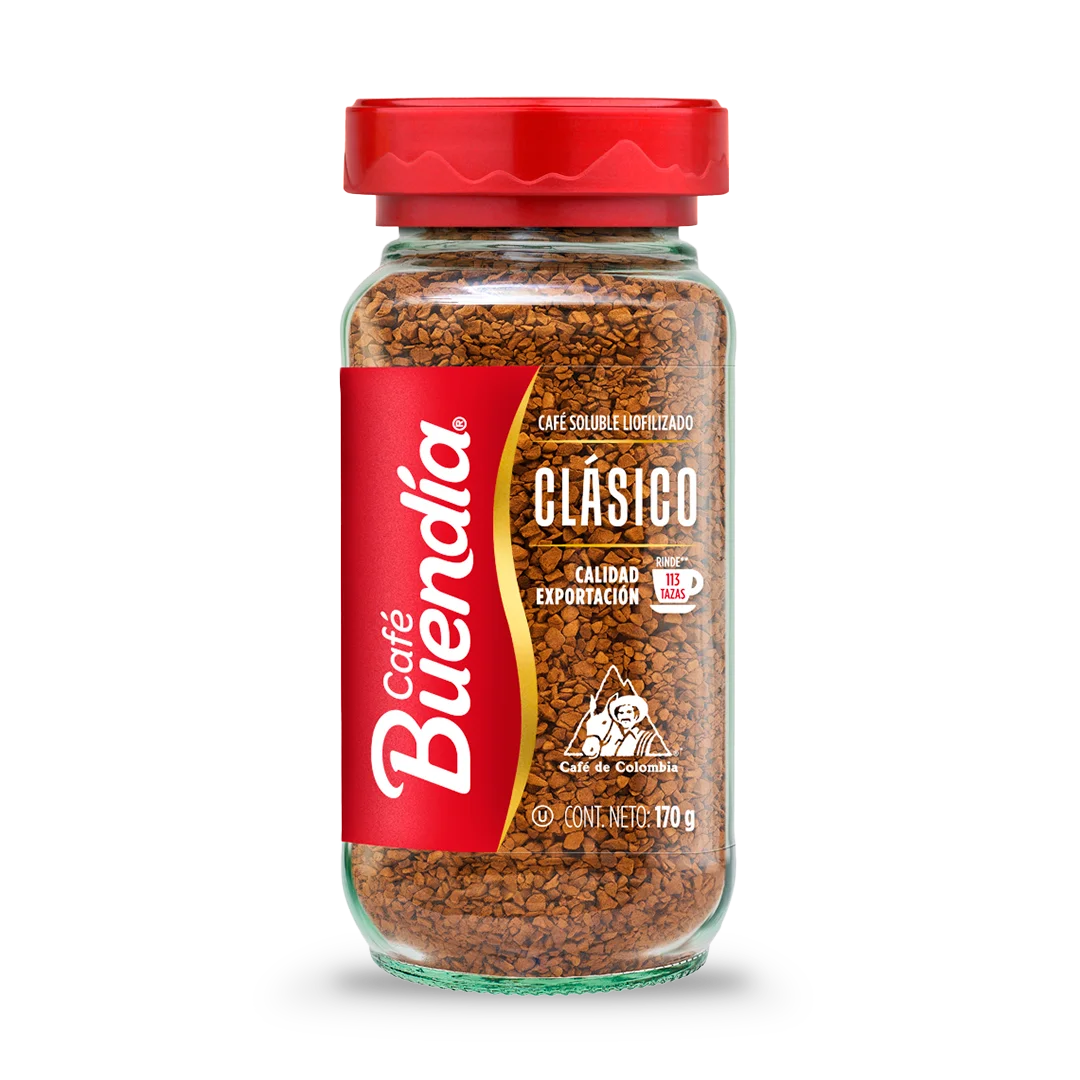 Café Buendía Clásico 170 g - Instantáneo de Alta Calidad, Origen Colombia, Tipo Medio - QUMIR