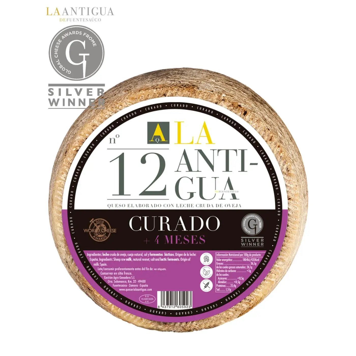 QUESO CURADO de OVEJA (1 kg) - Zamorano -  Quesería La Antigua -  Queso Gourmet - 12 Meses