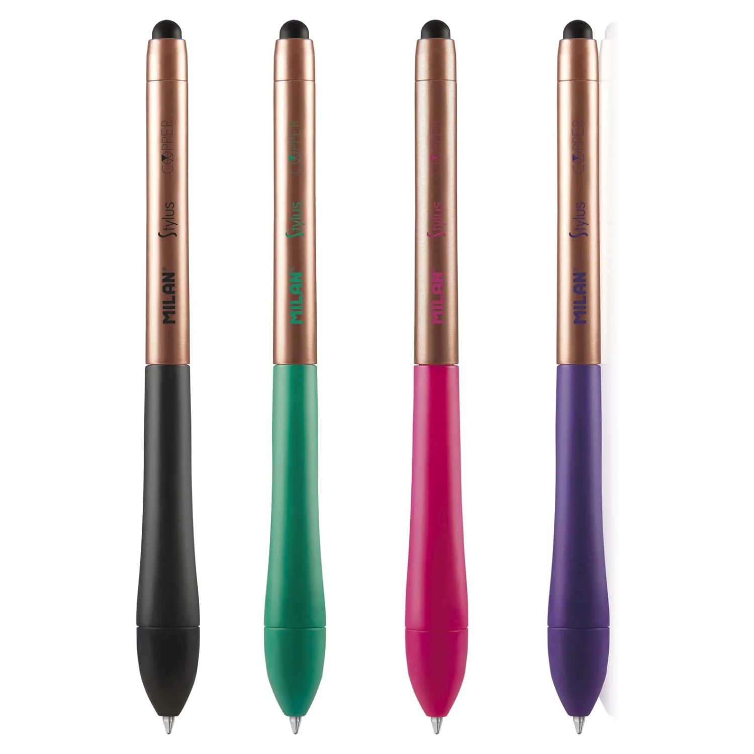 Milan 1x Bolígrafo Boli + Puntero para Pantalla Táctil iPad Table PAD TAB, Ballpen Stylus Cooper, Para la Escuela, Cole o el Hogar - Material Escolar y de Oficina. Vuelta al cole. Recambio, Repuesto (Colores Variados)