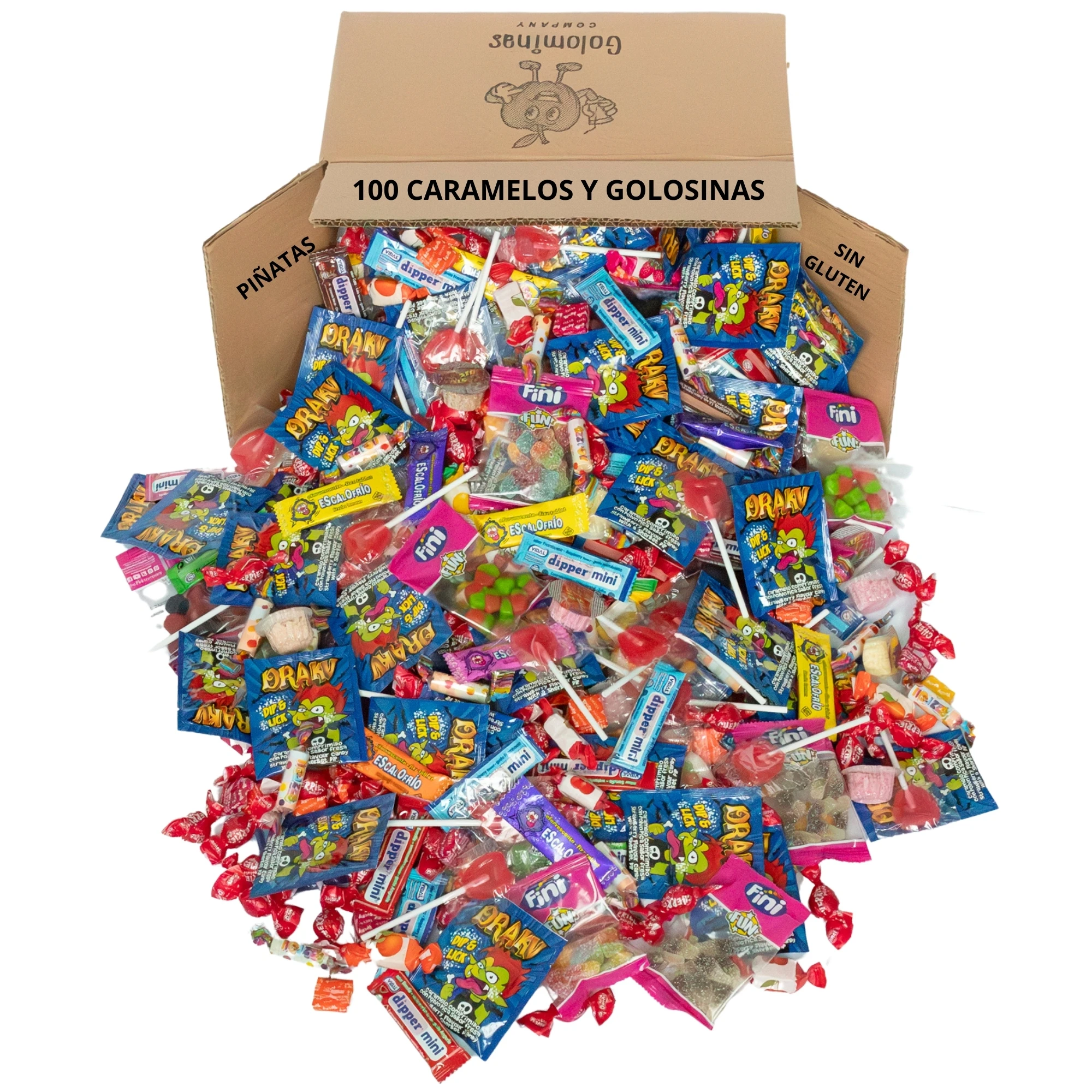 Mega Pack 100 Chuches Surtidas - Caramelos y Golosinas Sin Gluten y Sin Lactosa - Ideal para Piñatas y Fiestas Infantiles - 1kg