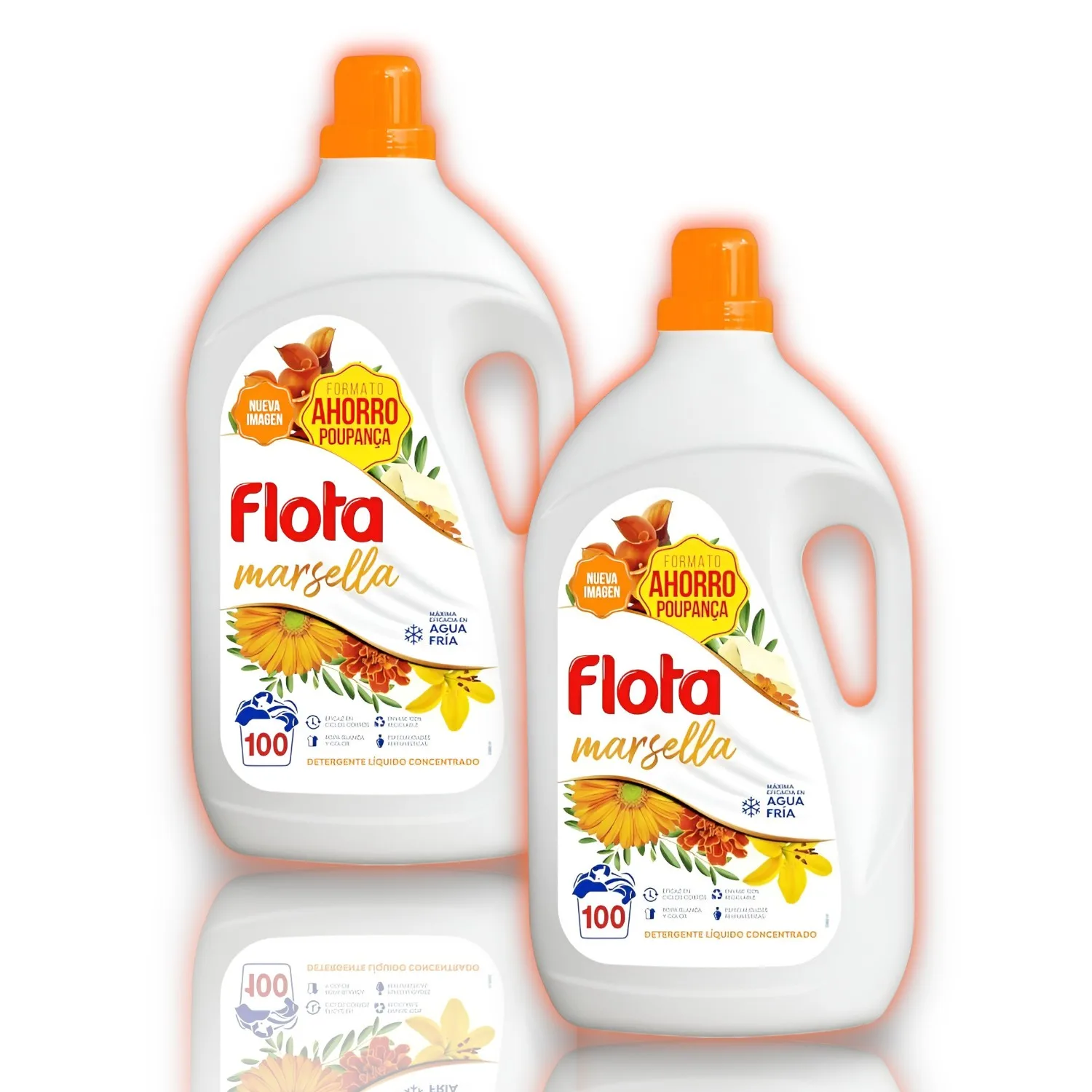 Detergente Liquido Concentrado FLOTA Marsella - 5 Litros 100 Lavados - Máxima Eficacia en Agua Fría - Ideal para Ropa Blanca y de Color - Pack de 2 Unidades - FLOTA.