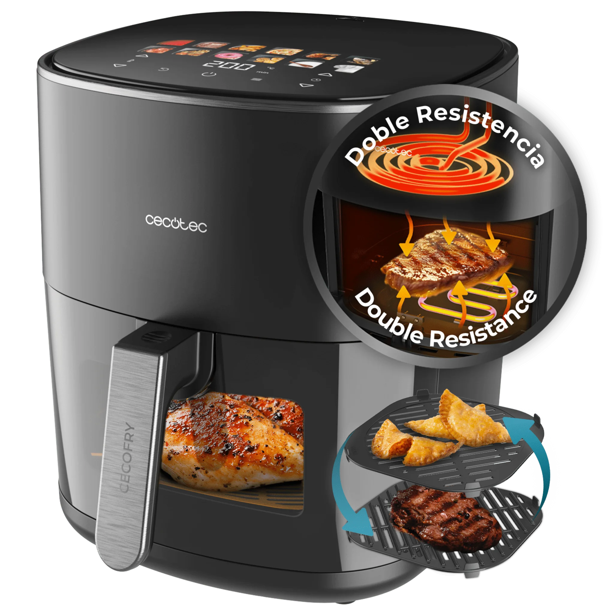 Freidora de Aire Cecotec Cecofry&Grill Duoheat 6500