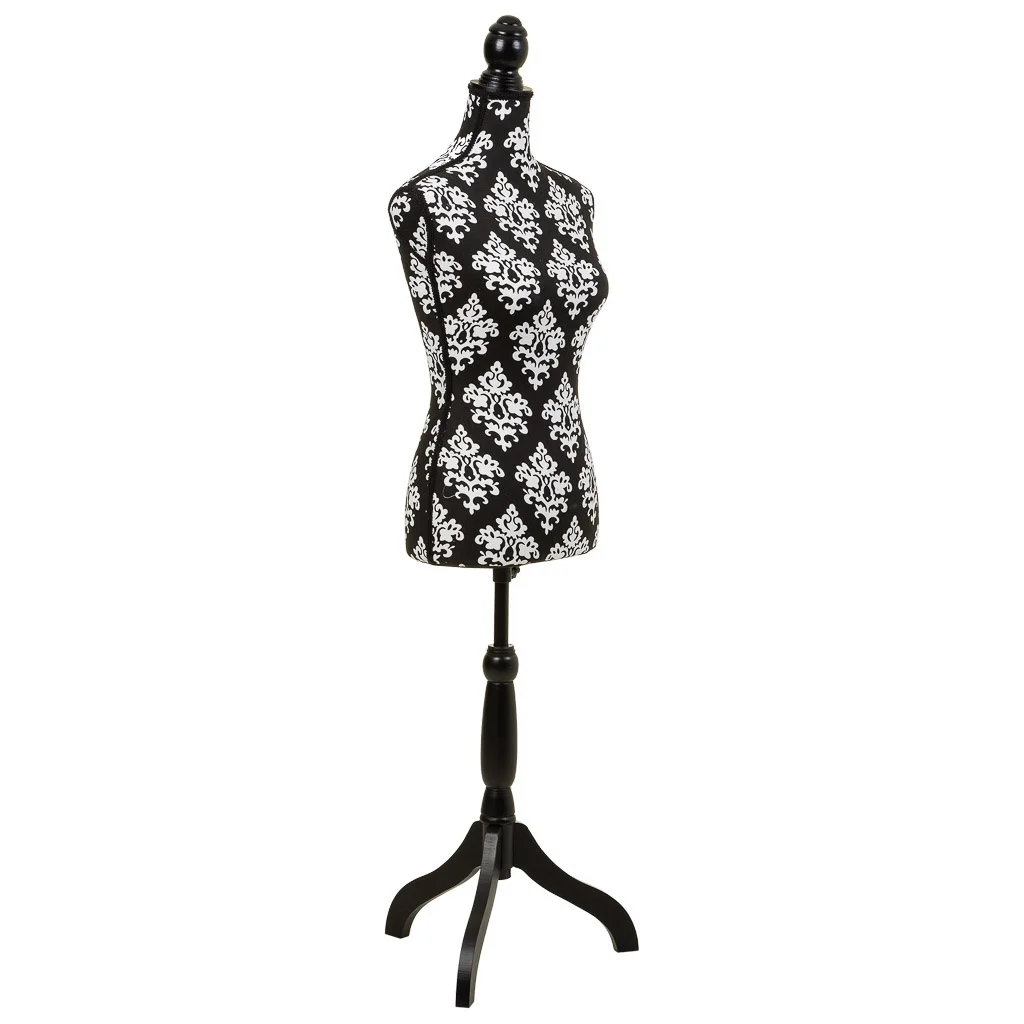 Wonderlust Deco - Maniquí de madera y espuma forrado de tela negro 24x37,5x168 Negro 24x37,5x168h cm