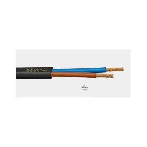 FORCEMILK Cable Forcemilk H05VVH2-F 2x1mm² Plano Negro Cemi CMP21N - Alta Calidad
