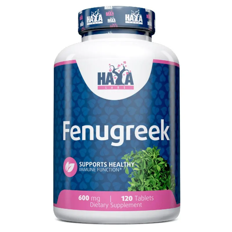 Haya labs fenugreek 600 mg - 120 capsules for male health, blood sugar control and hormonal wellbeing