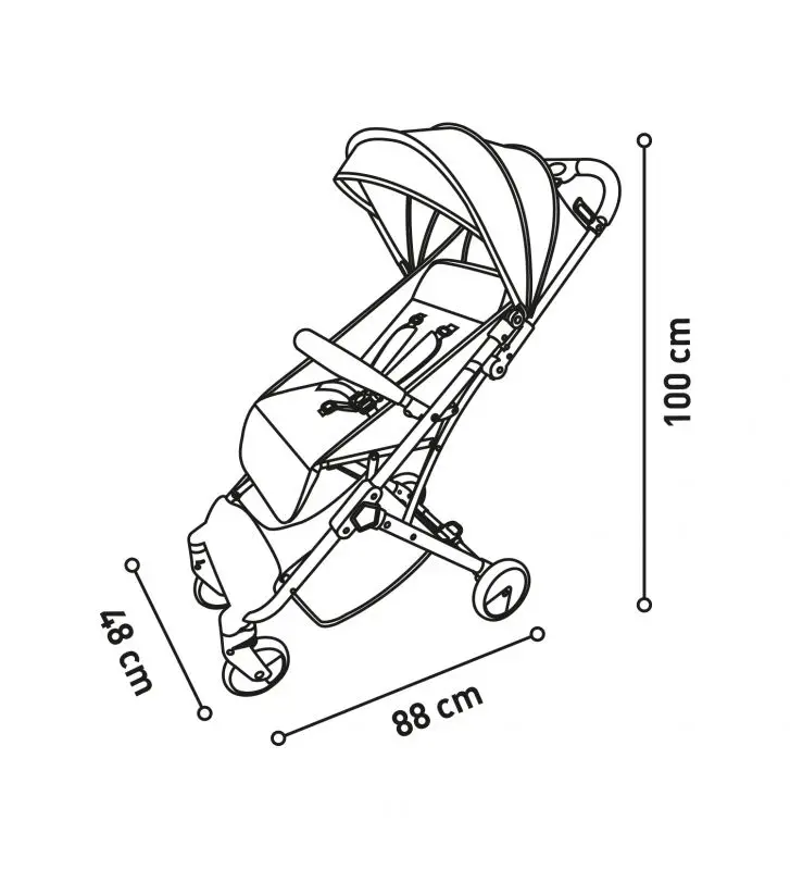 Asalvo Travel Ride Chair + Black Aqua-Practical Baby Stroller, Compact Folding, Handheld Luggage, Quality Design and Exceptional Comfort, Up to 15 kg