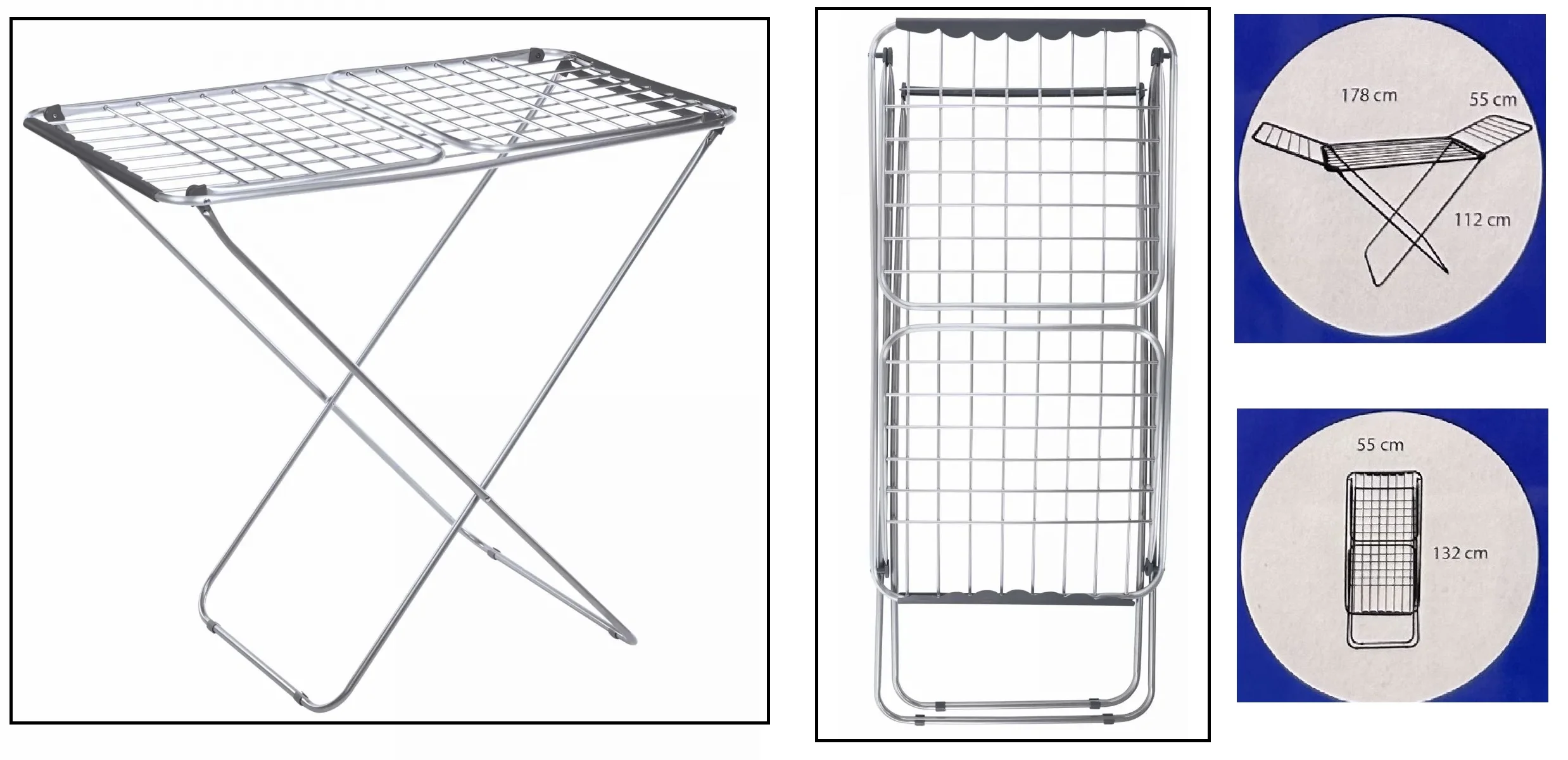 Yumo house aluminum clothesline with 20m capacity | Folding tend with thick and strong rods | XXL rods, Super light, maximum load 10kg, aluminum color