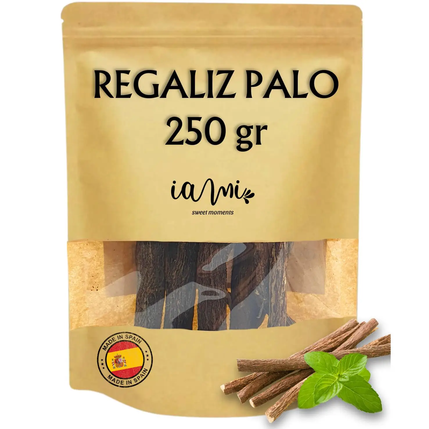 Dried Palo Licorice - Bag of 100 - 200 - 500 or 1000 Grams of Palo Licorice - Paloduz - Licorice Sticks - Dehydrated Palo Licorice - Produced in Spain [Iami]