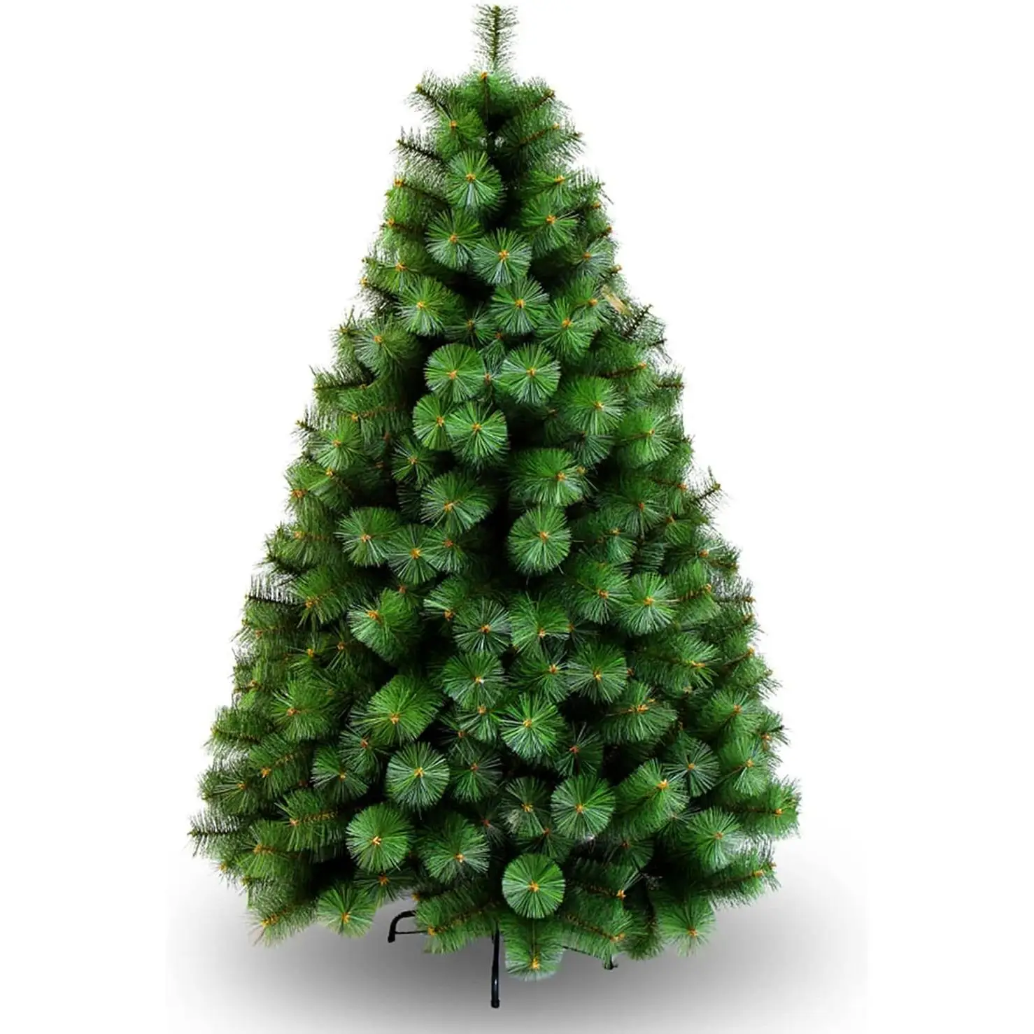 Greenool green white pine tree with metal stand Base, 120cm - 210cm, quick mount, foldable, fire resistant, Christmas tree,