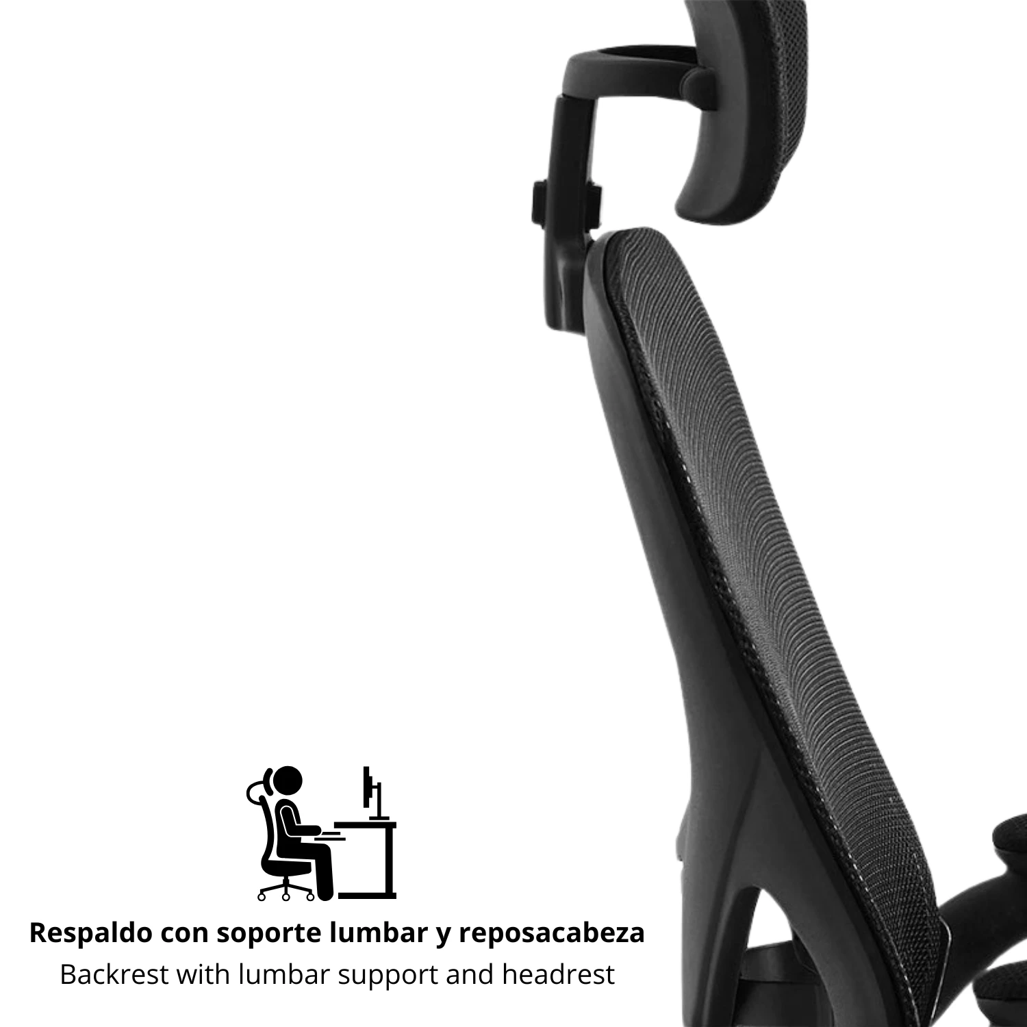 LUTODY - Office desk chair with adjustable headrest, gaming, breathable mesh net backrest, lumbar support, ergonomic with nylon lining, folding armrest, 360o rotating wheel, pp leg, desk, for work center office