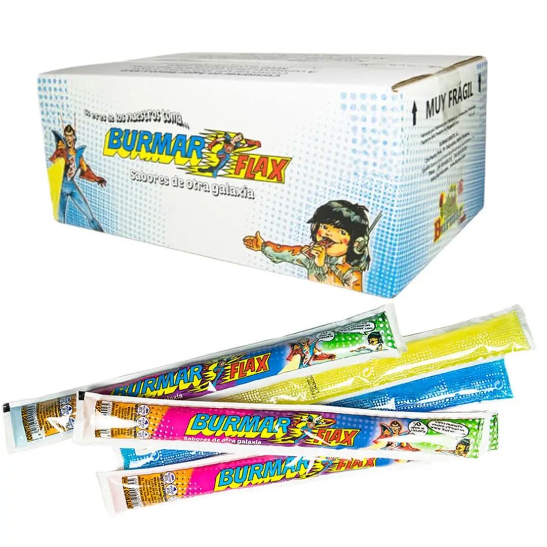 Polos Burmar Flax Galaxy – Pack 48 × 135 ml o 96 × 65 ml, Sin Gluten ni Lactosa, Refrescantes y Dulces, Ideal para Niños y Celebraciones