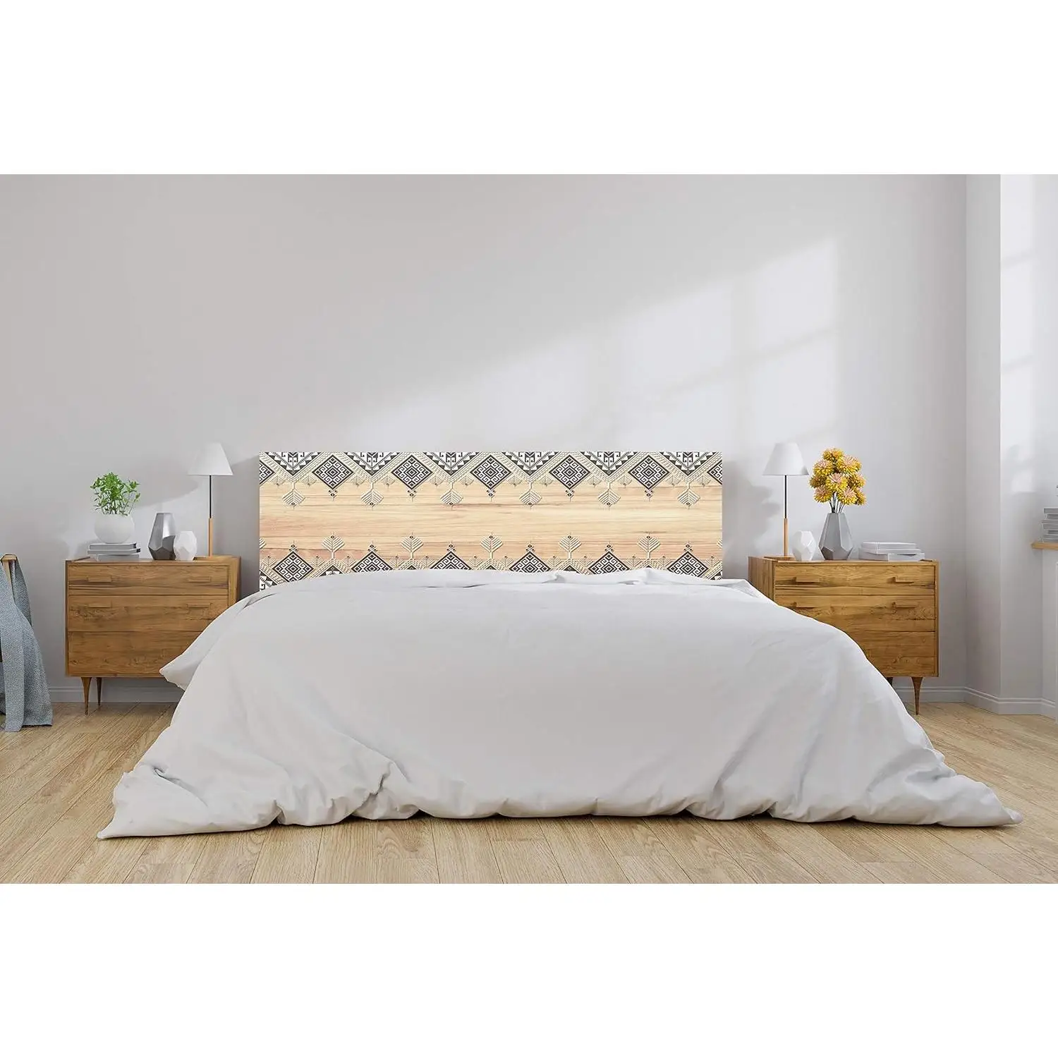 Oedim Cabecero Cama PVC Imitación Madera Patrón Étnico | Disponible en Varias Medidas | Cabecero Ligero, Elegante, Resistente y Económico