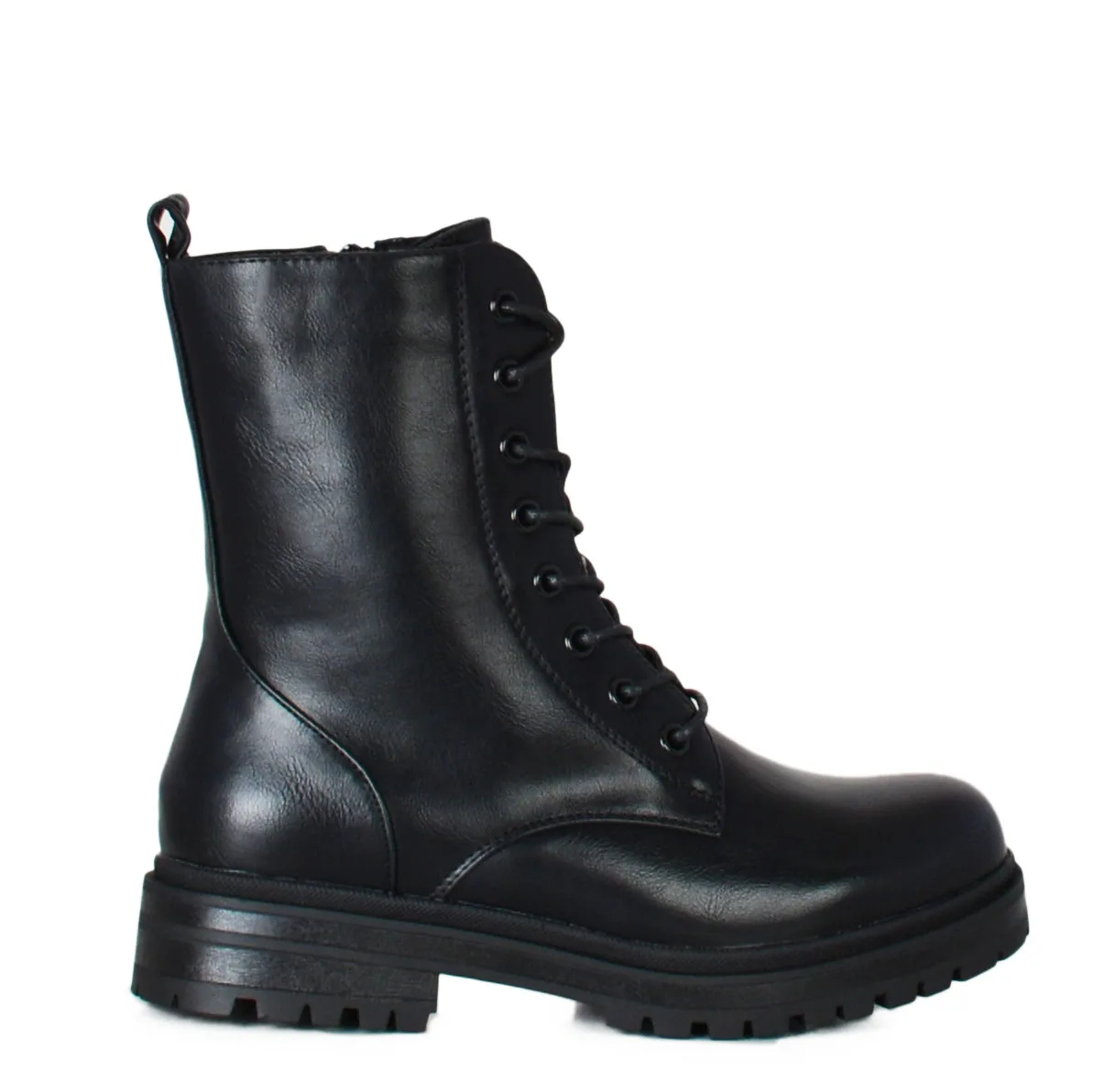 Botas Militares Cordones para Mujer Punta redonda color Negro