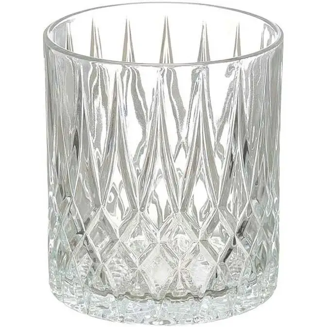 C.A - Set of 6 330 ml Crystal Whiskey Glasses, Diamond Design