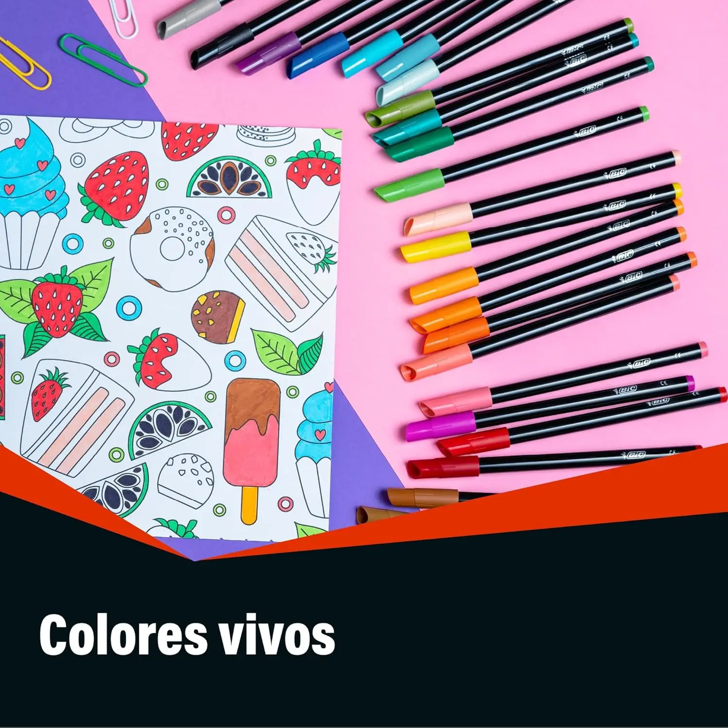 Bic intensity washable ink markers with water based and black body - pack of 24 colors