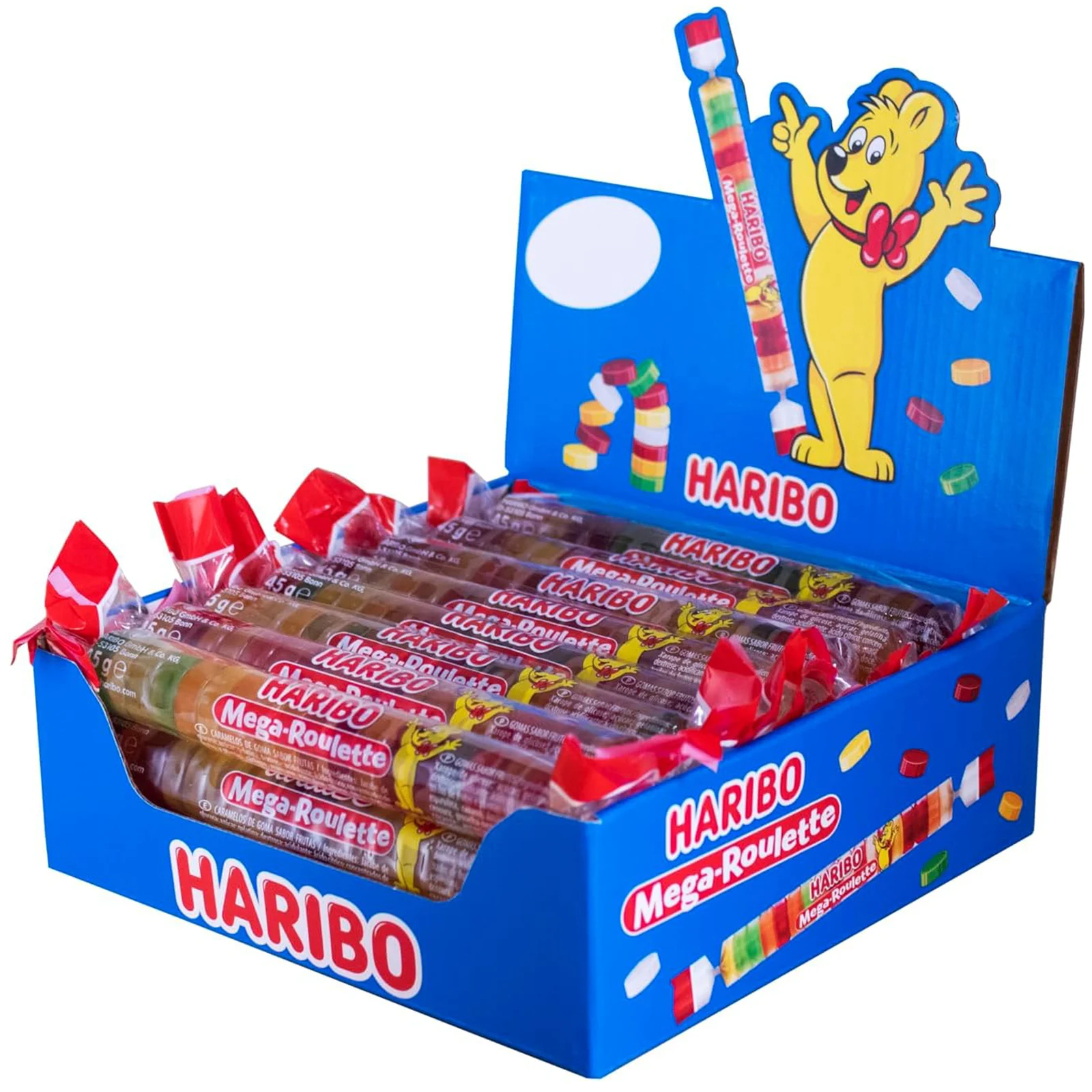Haribo Mega Roulette Caramelos de Goma - 45g cada paquete, 1080 gr en total