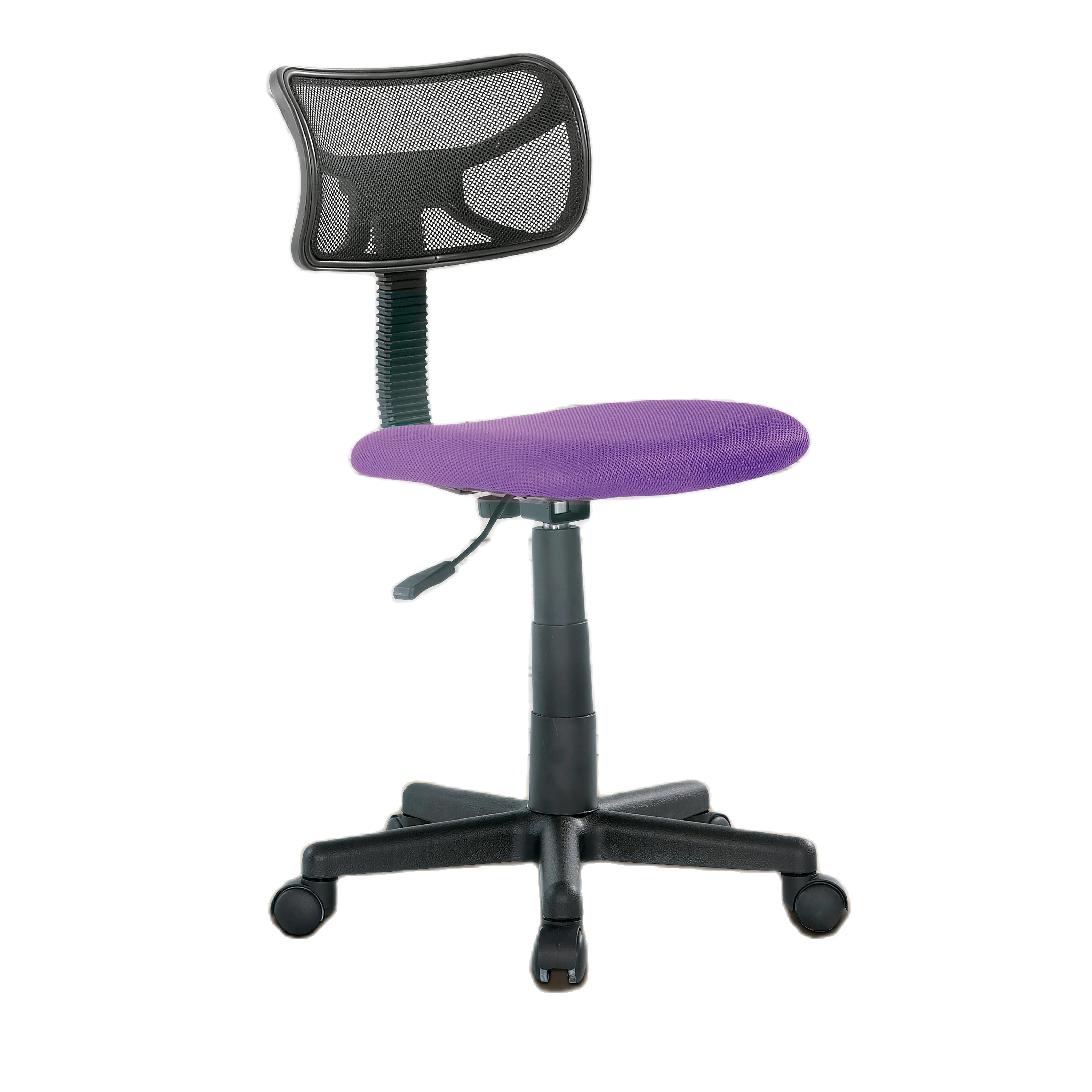 Silla de estudio infantil SOF6 - color de asiento violeta - estructura y respaldo negro. Elevable.