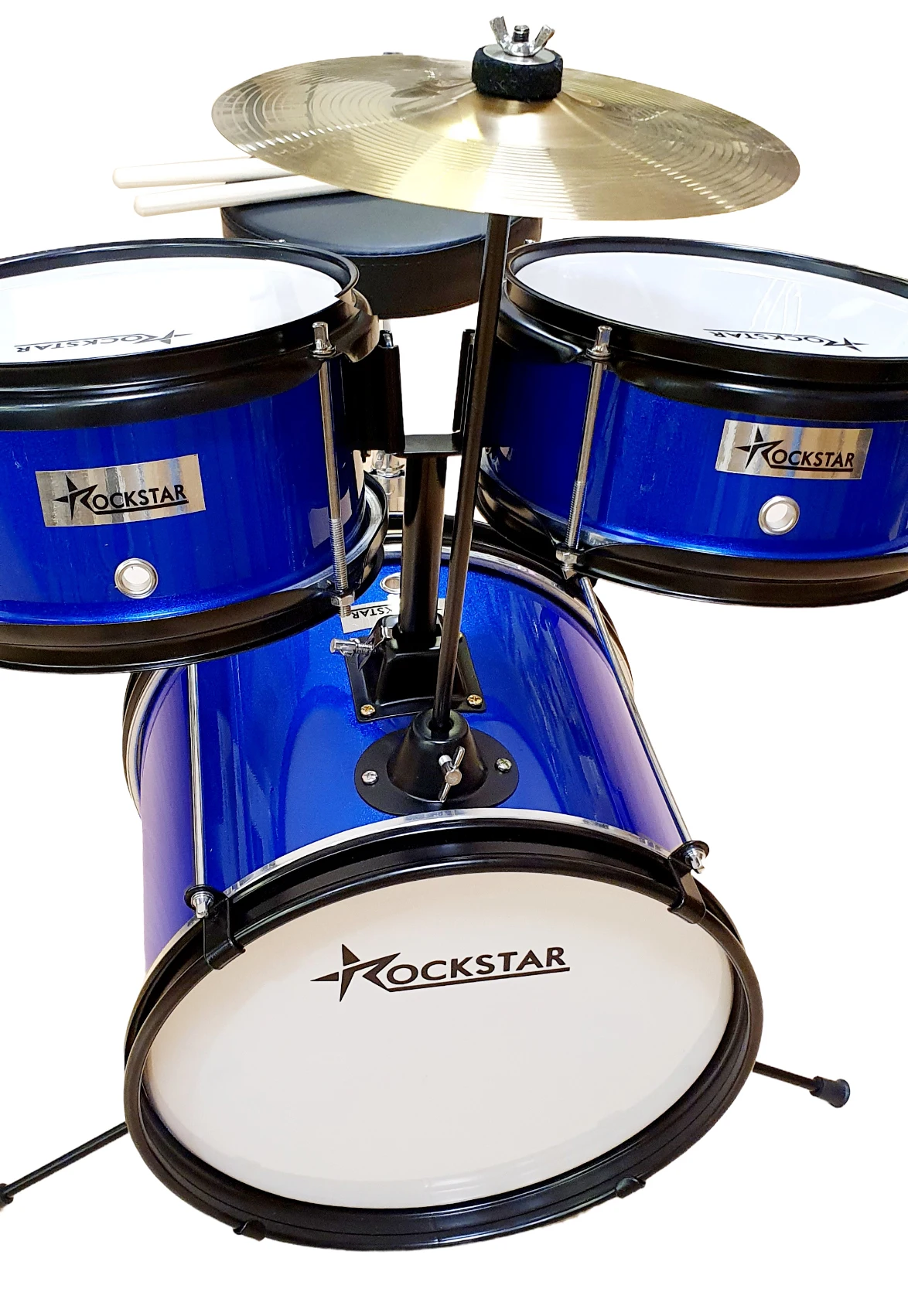 ROCKSTAR MUSIC-children's drums JDS1043B-tunable Musical instrument with bass drum Pedal, stool and drumsticks-exceptional sound quality. Dimension: 50cm wide, 90cm Bottom, 75cm high #2