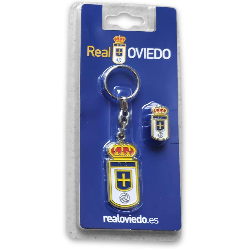 Set Metal key chain and Pin Real Oviedo shield 78322