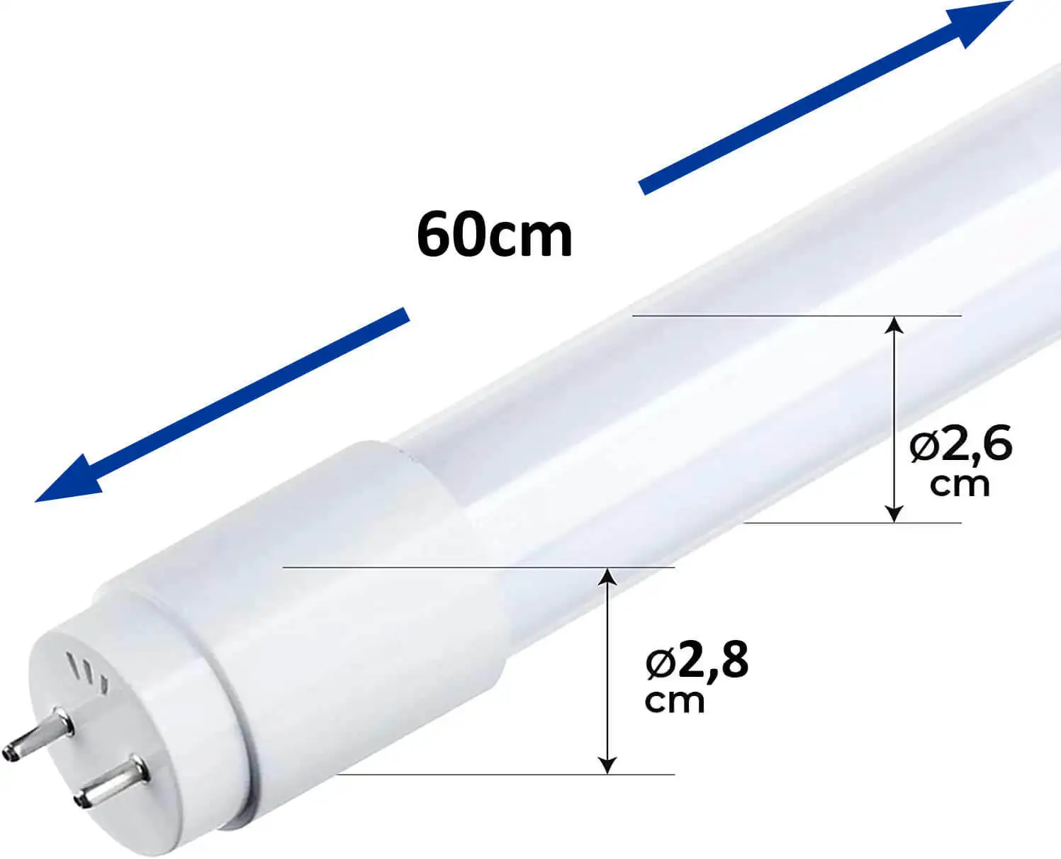 LED tube 120CM 18W SAMSUNG CHIP, STANDARD T8 G13 , 300 °, 2000 lumens high brightness, Primer included, NATURAL light 4000K, PACK 10 PCs