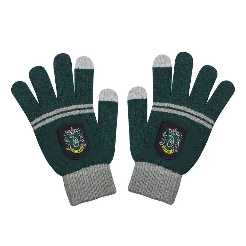 Cinereplicas - Harry Potter - Guantes de Pantalla táctil - Licencia Oficial - Casa Slytherin - Talla Única - Verde y Gris