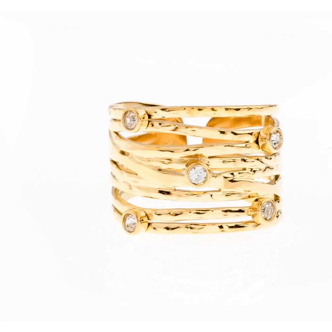 Anillo Entrelazado Circonita Acero Inoxidable Dorado Plateado Mujer