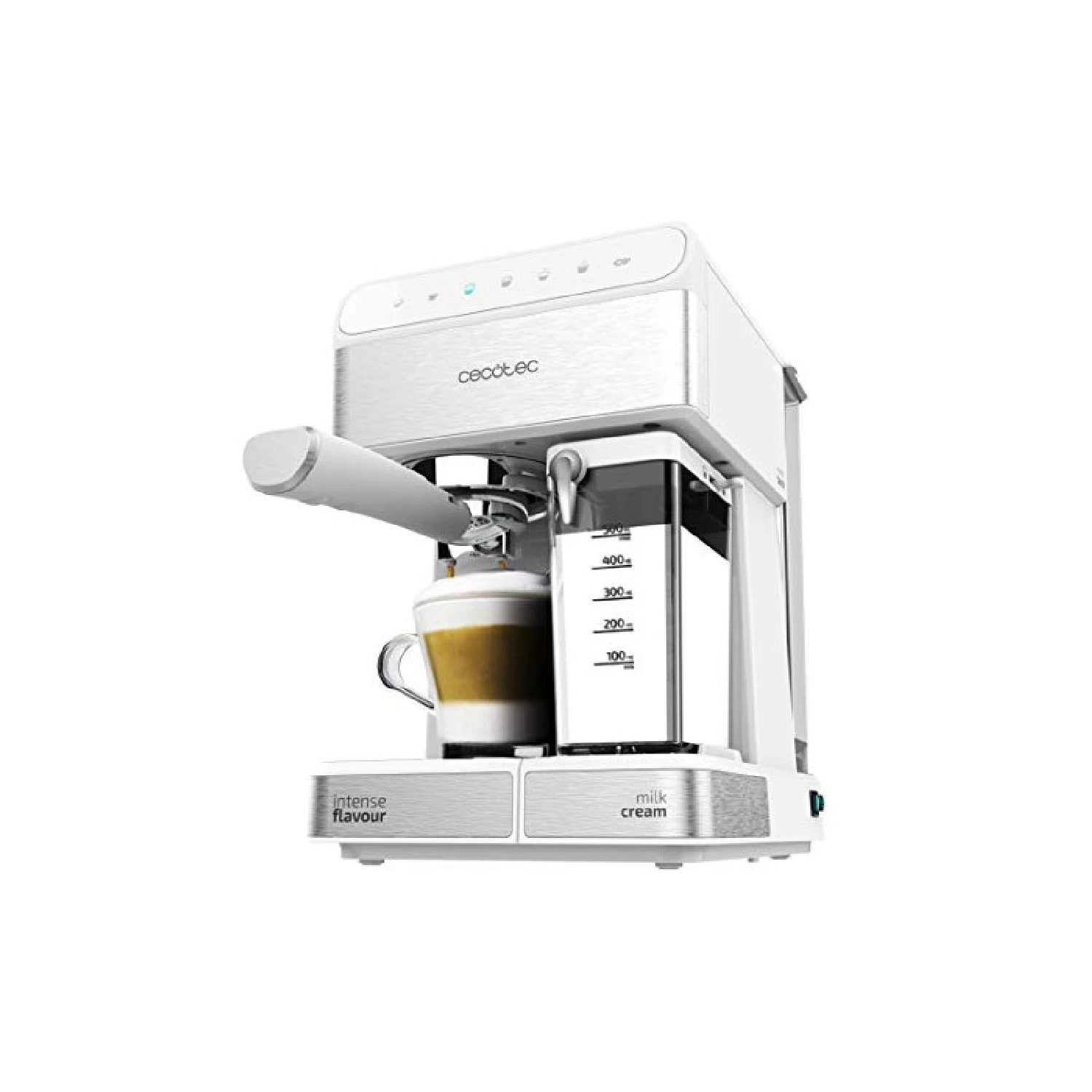Cecotec Power Instant-ccino Touch Serie Bianca Cafetera Semiautomática, Tanque de Leche, Panel Control Táctil, 20 Bares Presión