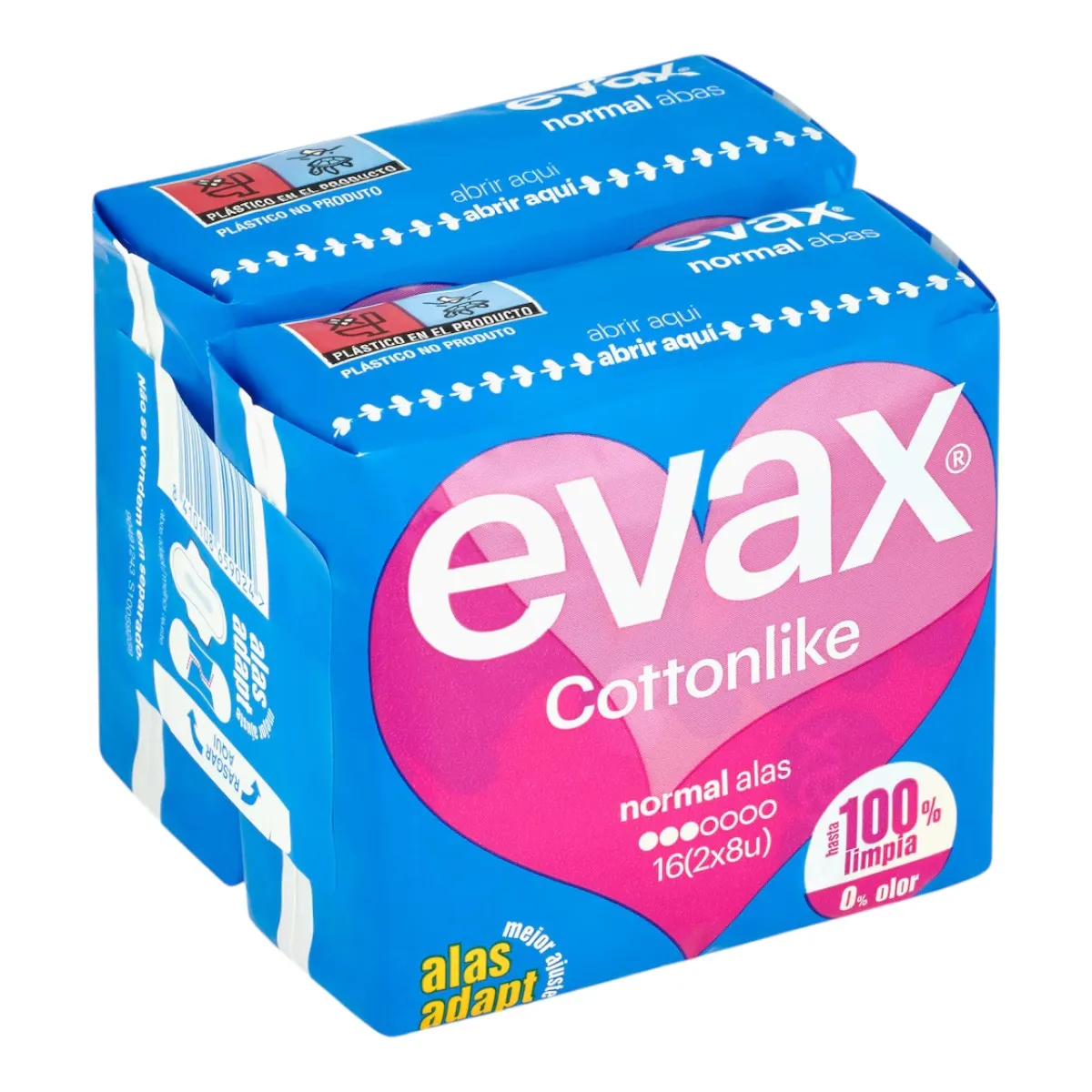 Evax Cottonlike Normal with Wings - Pack of 4 Bags (64 Total Pads) for feminine hygiene, featuring a superabsorbent core and odor-neutralizing beads, ideal for comfortable protection during menstruation. #2