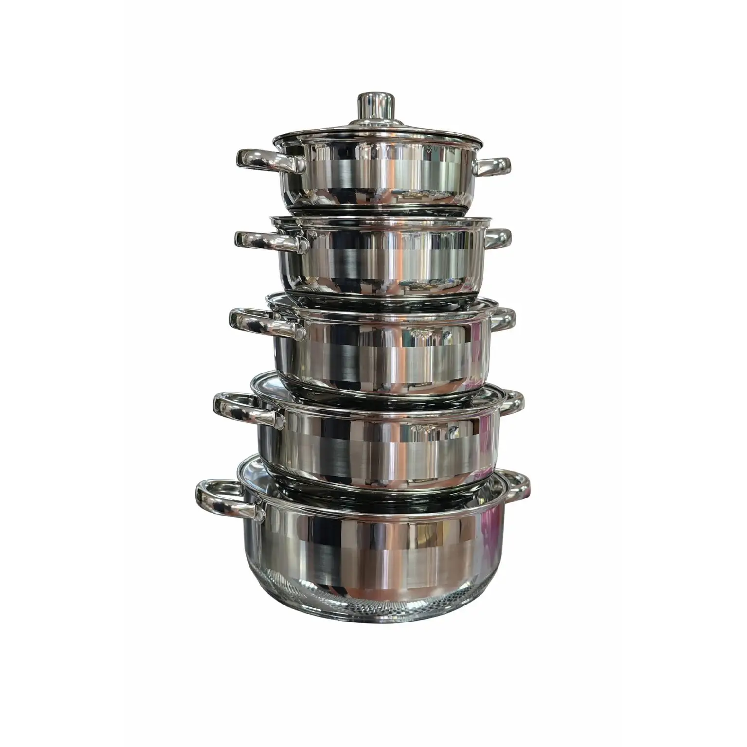 Set de ollas Mr Kitchen de acero inoxidable con tapas de vidrio templado  Batería de cocina completa — Apto para inducción, gas, vitrocerámica y eléctrico — Alta calidad y resistencia