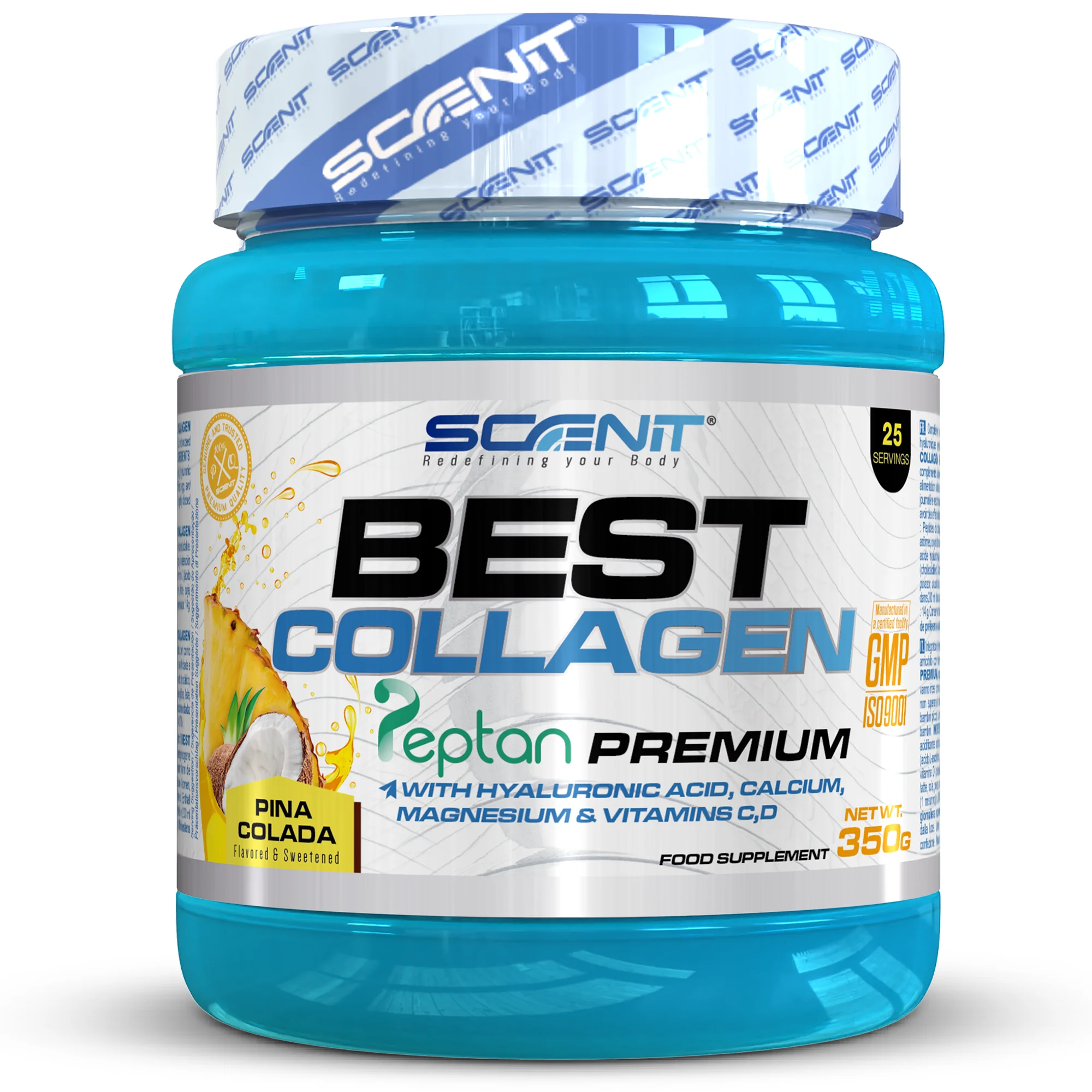 Scenit Best Collagen - Colageno Peptan® en sabores - Colágeno con Acido Hialuronico, Magnesio, Calcio, Vitamina C y Vitamina D - Colageno y Magnesio - Colageno Hidrolizado - Colageno en Polvo - Colageno con Magnesio y Vitamina C - Colageno Bovino (350 g)