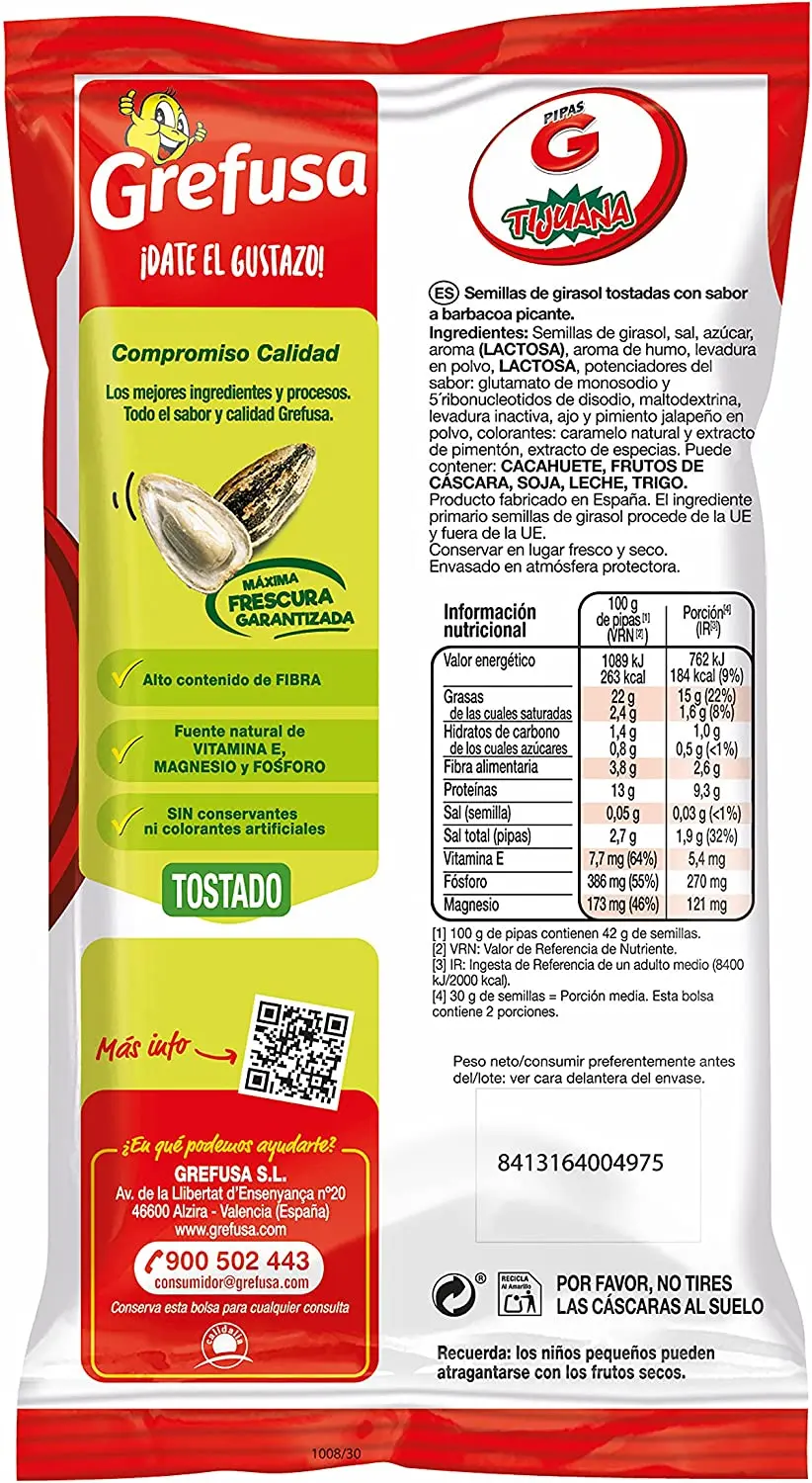 Box 22 Bags Pipes Grefusa Tijuana 165g (22x165g) #2