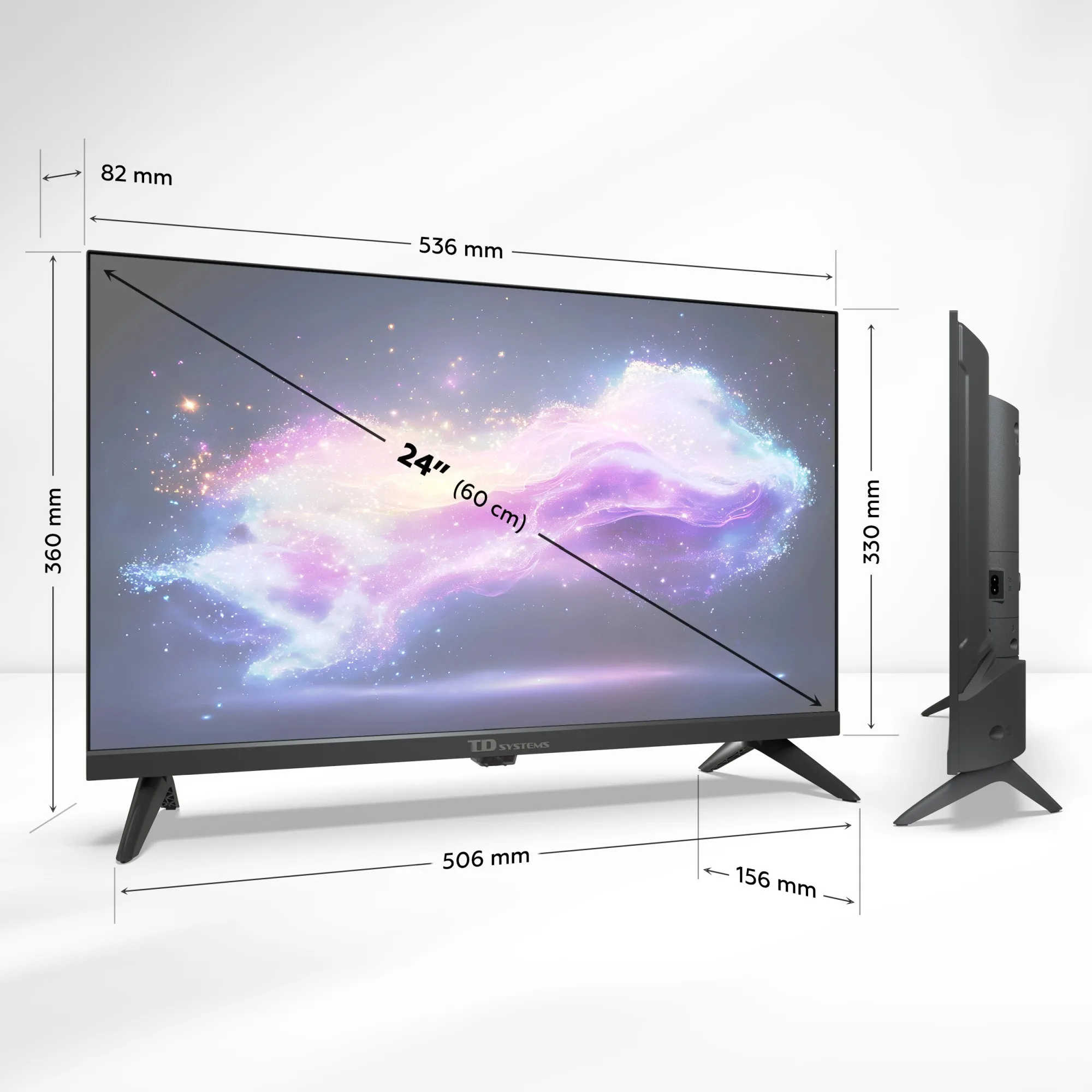 Smart TV 24 inches HD TD Systems K24DLK21GLE with Google Assistant and voice control, Android 14, Dolby Digital Plus, Bluetooth, 2 HDMI, Google Chromecast, ideal for streaming Netflix, YouTube, and more.