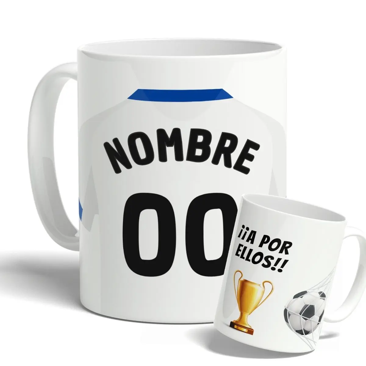 Personalized R.C.D. Espanyol Football Mug - Premium Ceramic, Customizable Name & Number, Ideal for Fans, Microwave & Dishwasher Safe, Perfect Gift for Football Lovers, Capacity 330ml.