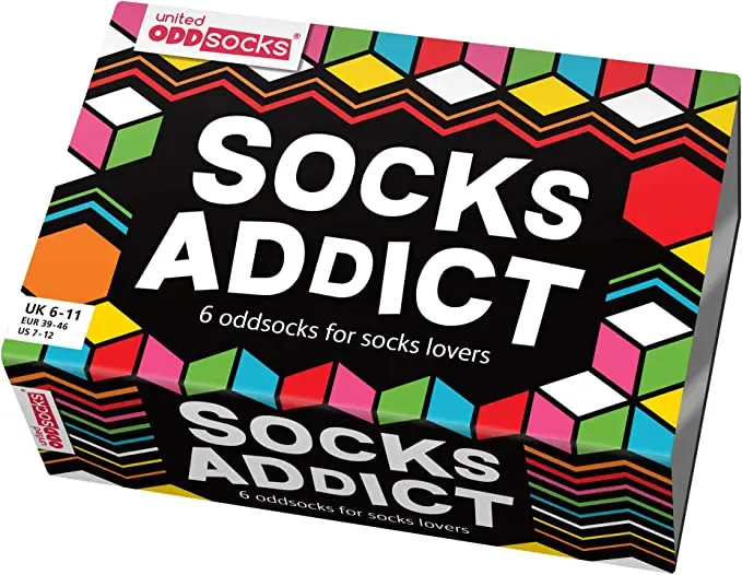 United Oddsocks Socks Addict 6-box unisex Printed Socks-Multicolor Socks, Size 39-46