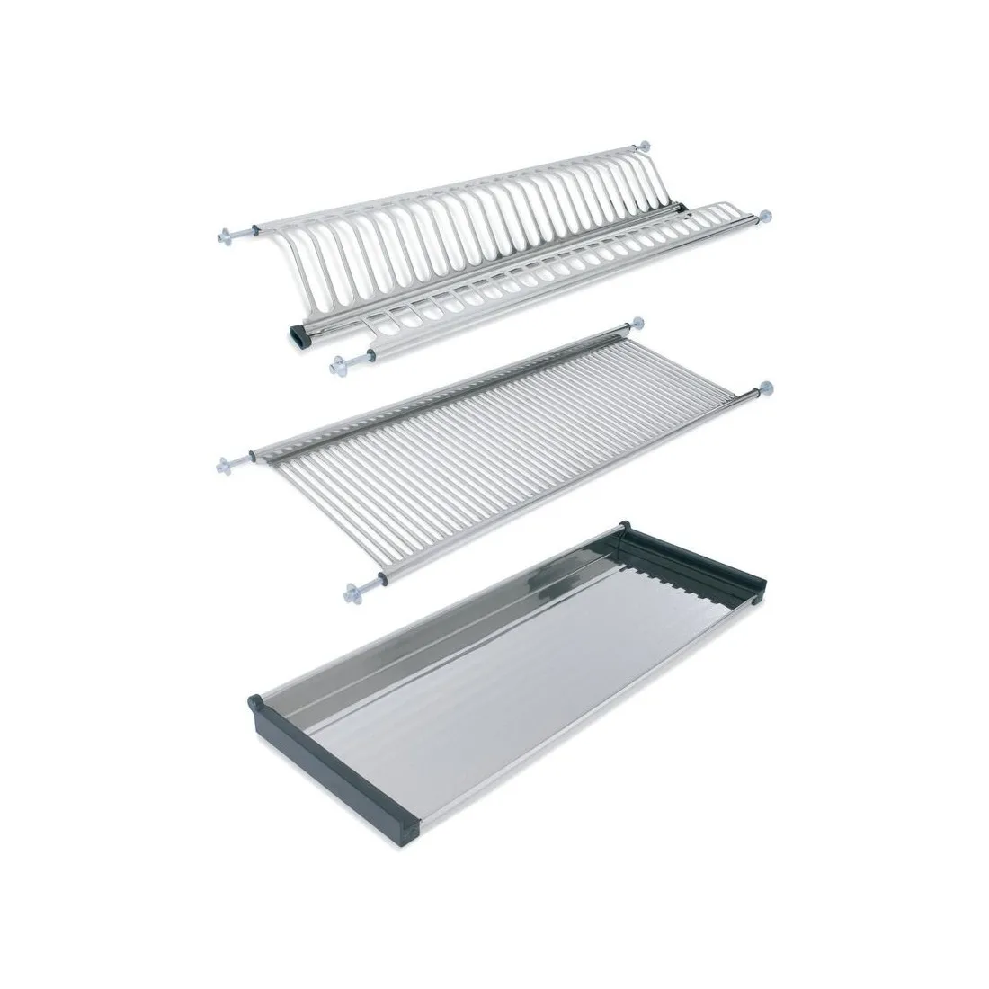 Escurreplatos y Escurrevasos ECO Eire M700 para Armario de Cocina de 700 mm, fabricado en acero inoxidable AISI 304, con varillas laterales regulables y bandeja integrada, ideal para módulos de 625 mm