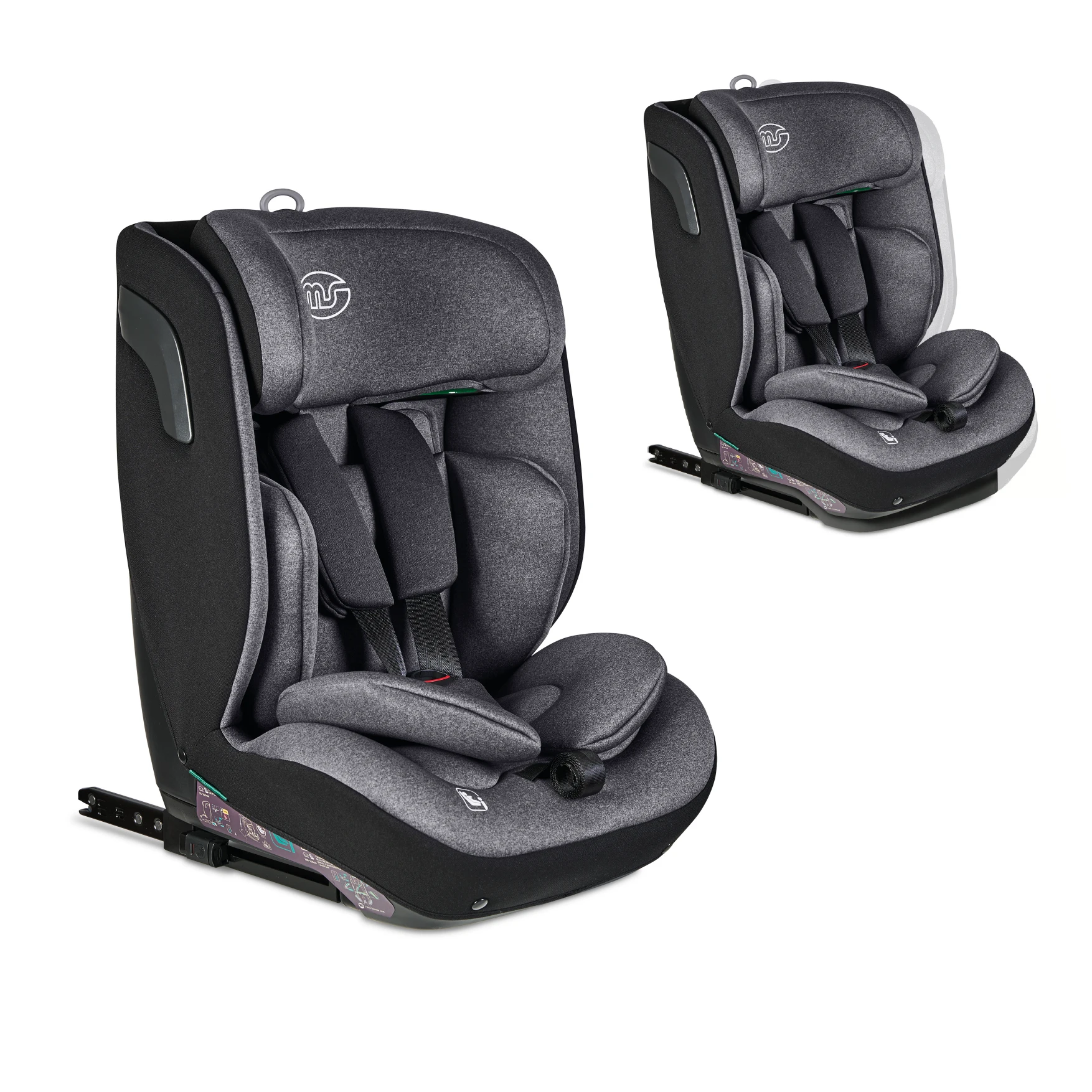 Ms Babyworld BARI I-Size - Silla de Coche Isofix y 1 posición de reclinado, Grupo 1/2/3, 9-36 Kg ó 75-150cms, Normativa R129, Protectores Laterales, Top Tether, Ajustar con una Mano, Easy Grow System