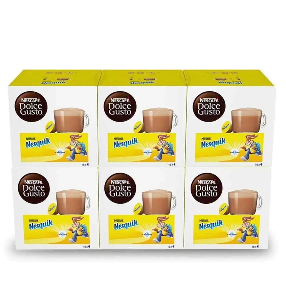 NESCAFÉ Dolce Gusto NESQUIK - Cápsulas de Café, 96 Cápsulas (6x16) - Bebida de cacao - Originales para cafeteras Dolce Gusto