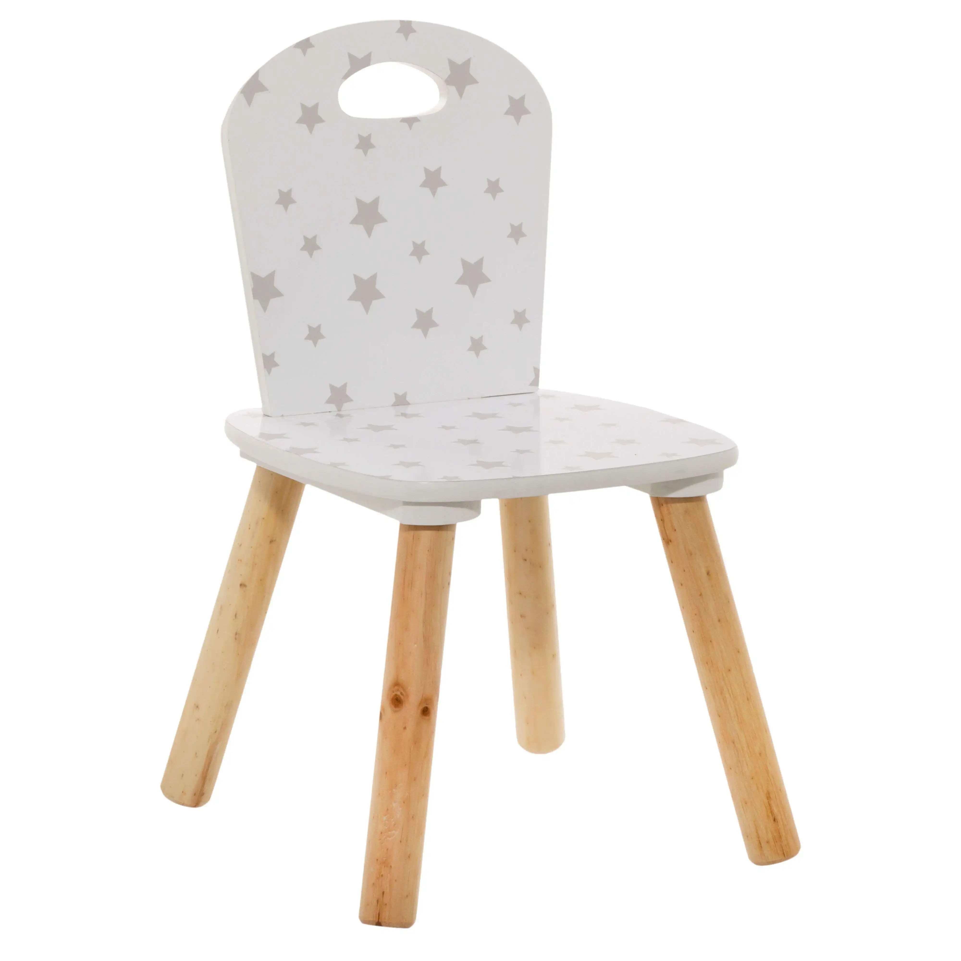 Miroytengo child chair Douceur serigraphy with stars child furniture melamine and white wood