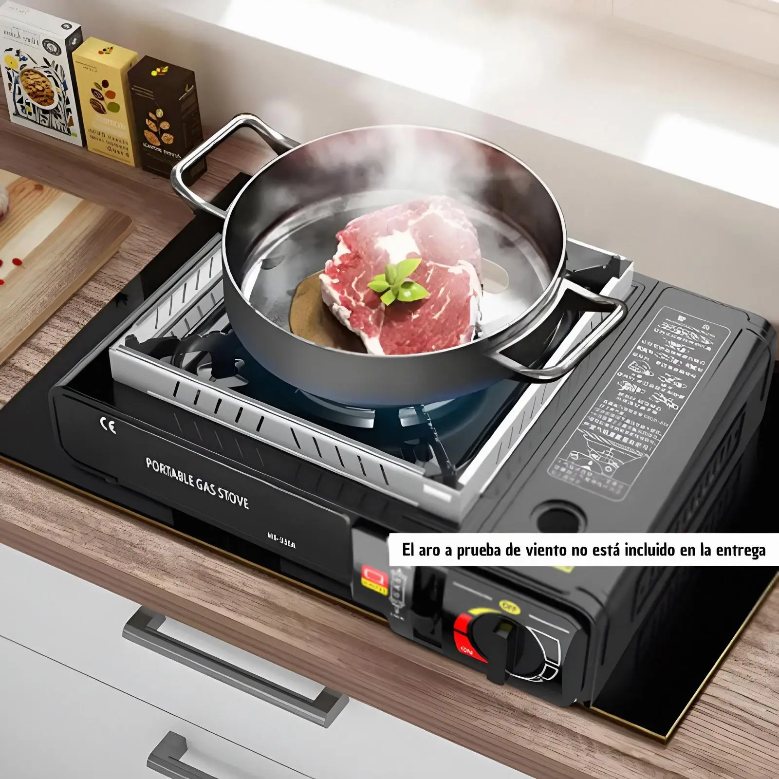 Portable butane gas cooker, portable gas stove, camping stove with case, 2 in 1 kitchen, available butane use, cartridge lock system, flame control