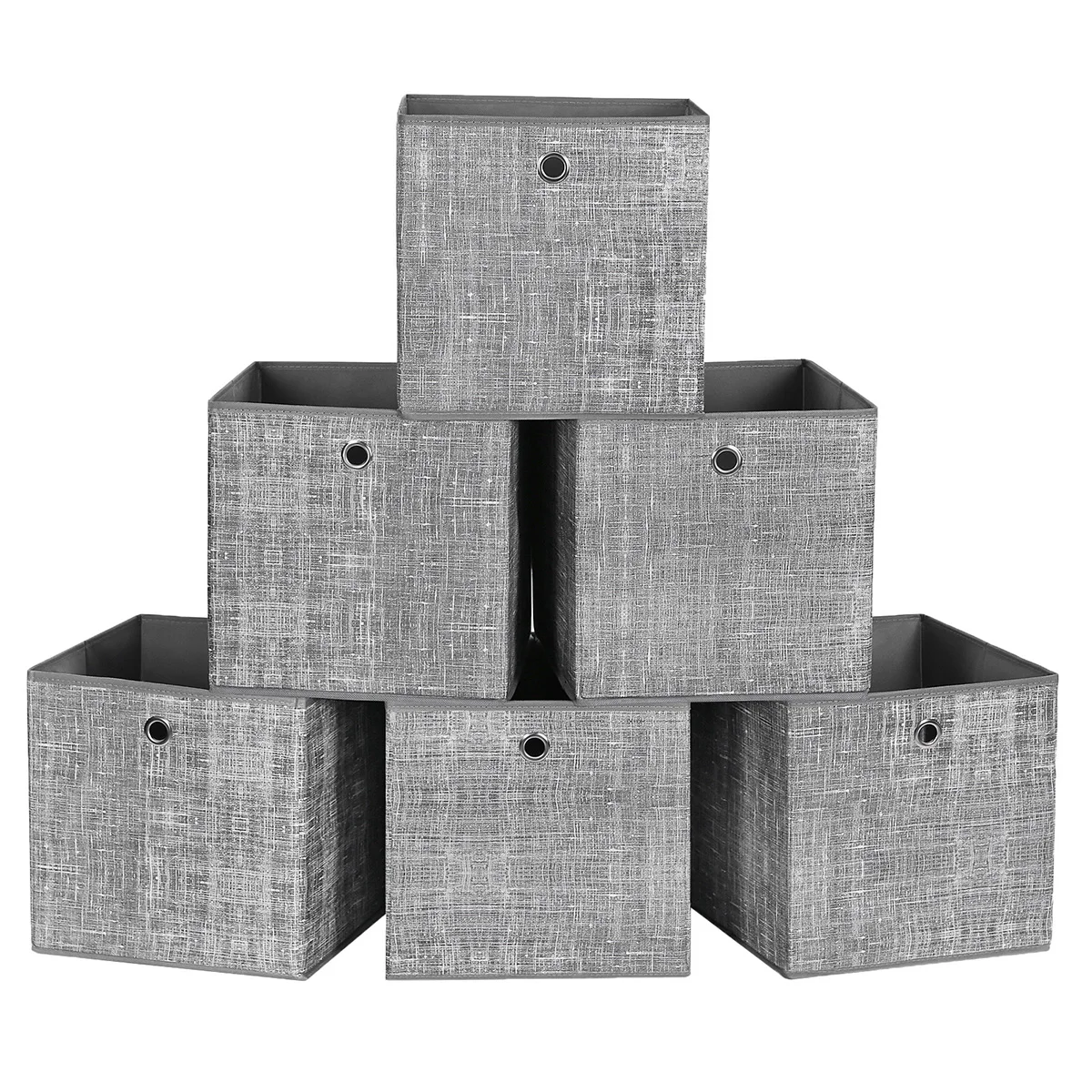 SONGMICS  Cajas de almacenamiento plegables (6 unidades, 30 x 30 x 30 cm, para juguetes, ropa, color gris jaspeado