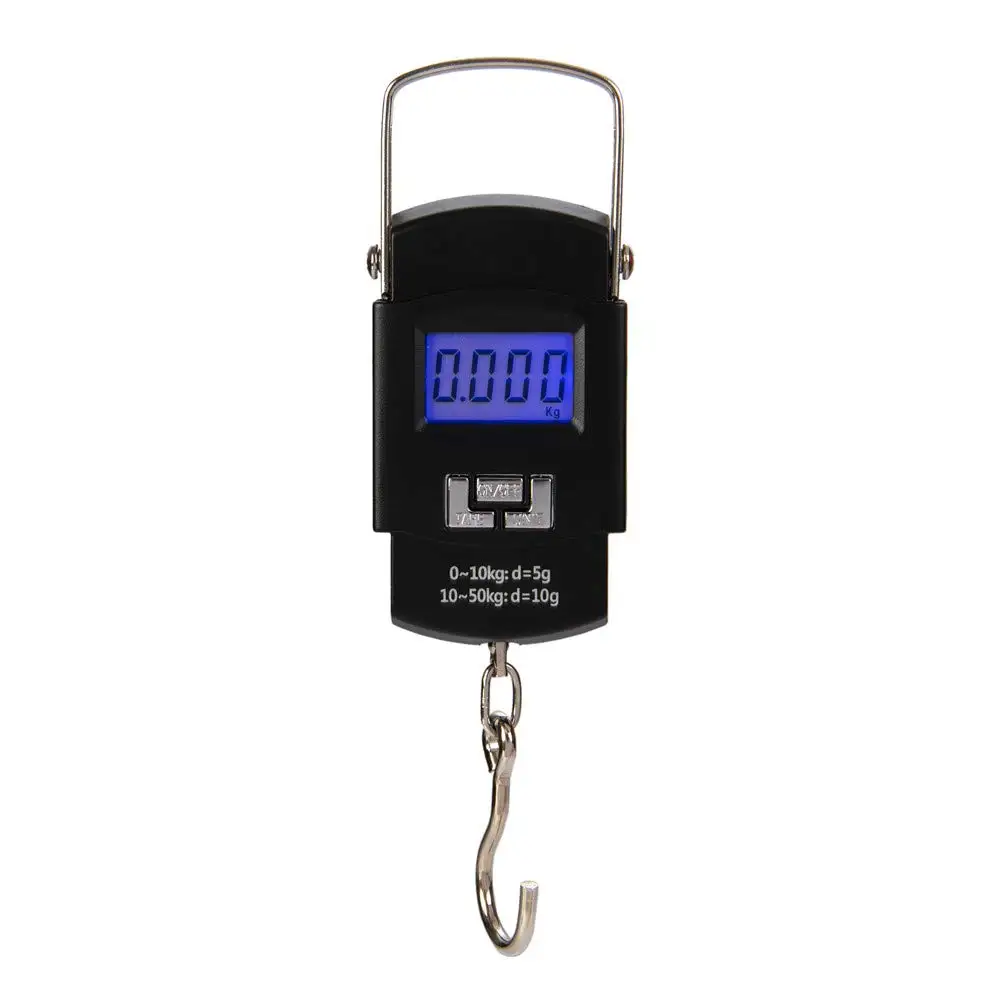 Báscula Digital para Maletas 50 kg | Balanza de Equipaje Portátil con Pantalla LCD Retroiluminada | Precisión 5g/10g, 4 Unidades (kg/lb/g/oz), Función Tara, Acero Inoxidable | Incluye 2 Pilas AA